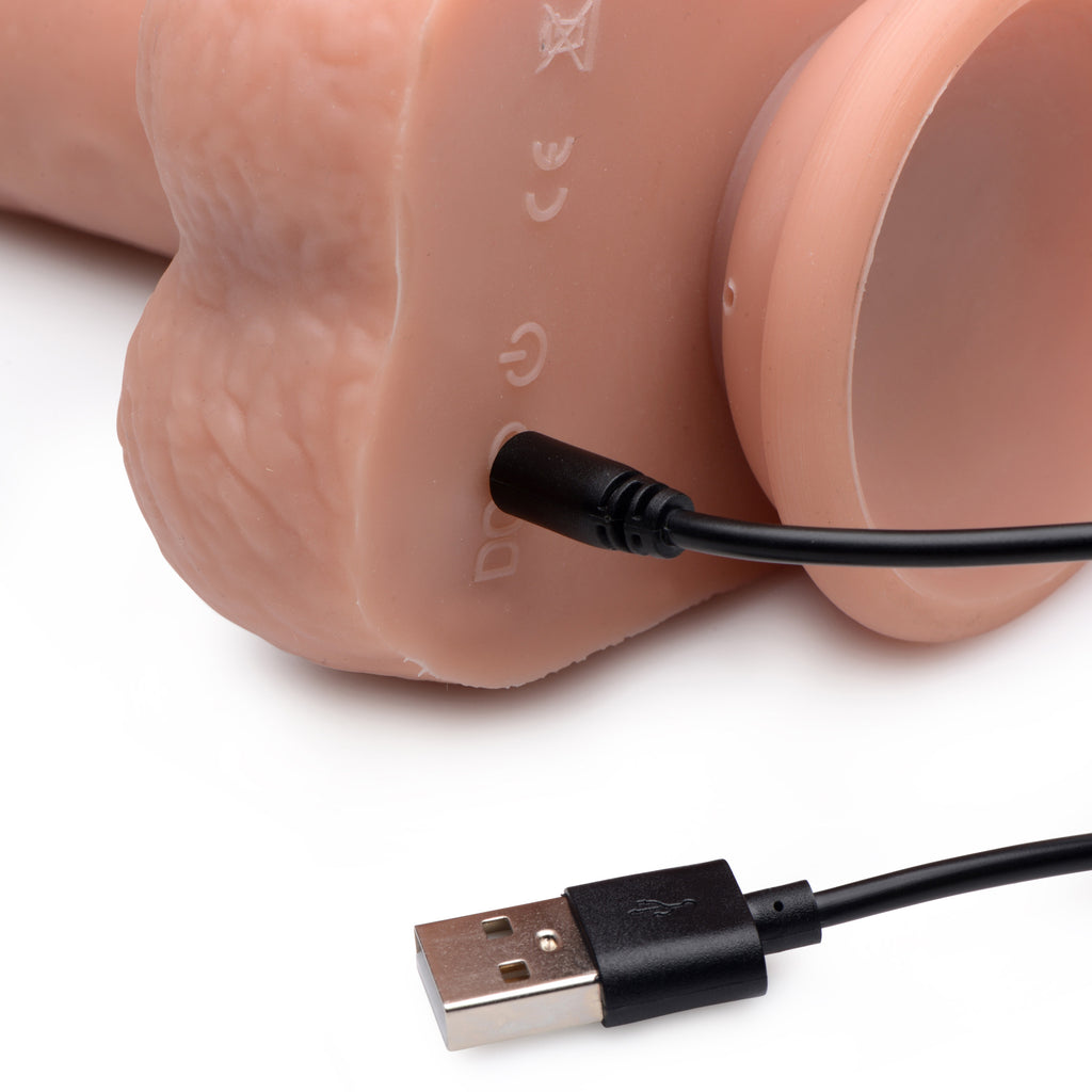 Big Shot Vibrating & Thrusting Remote Control Silicone Dildo - 10 Inch Flesh