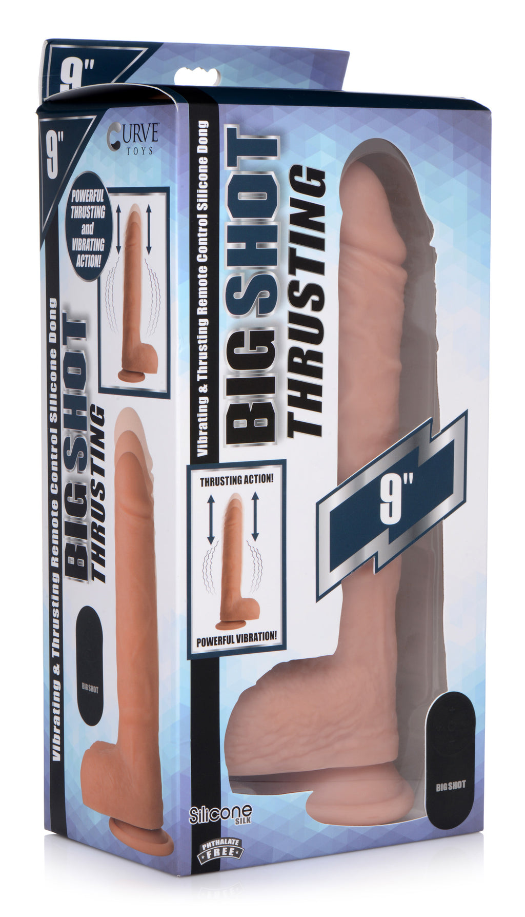 Big Shot Vibrating & Thrusting Remote Control Silicone Dildo - 10 Inch Flesh