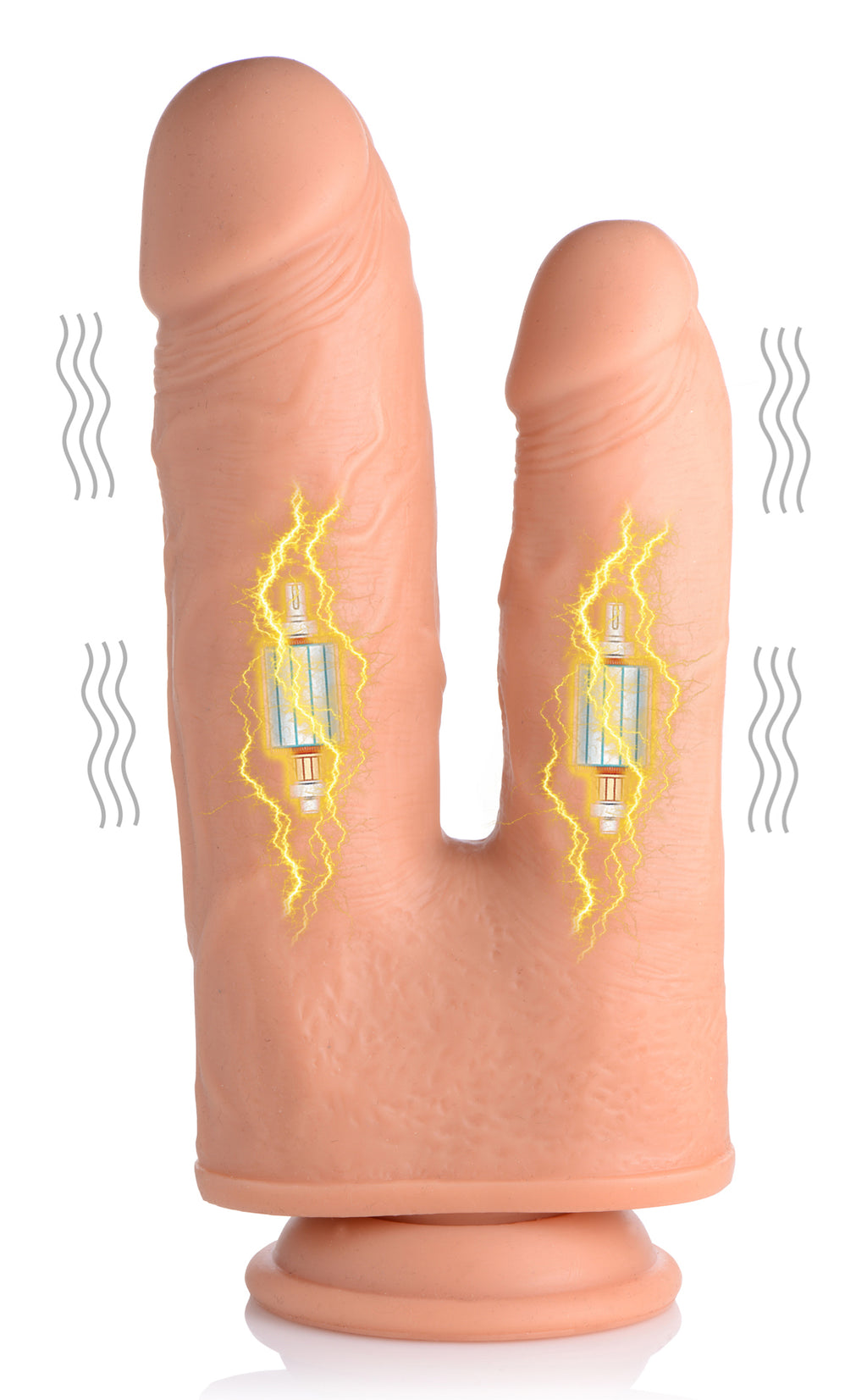 Big Shot Vibrating and Rotating Remote Control Silicone Double Dildo Flesh