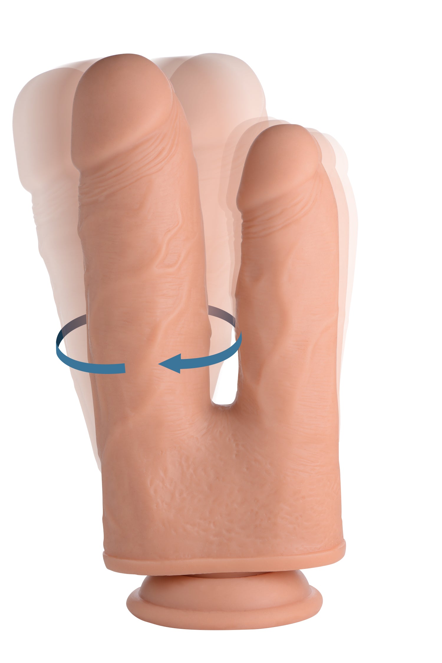 Big Shot Vibrating and Rotating Remote Control Silicone Double Dildo Flesh