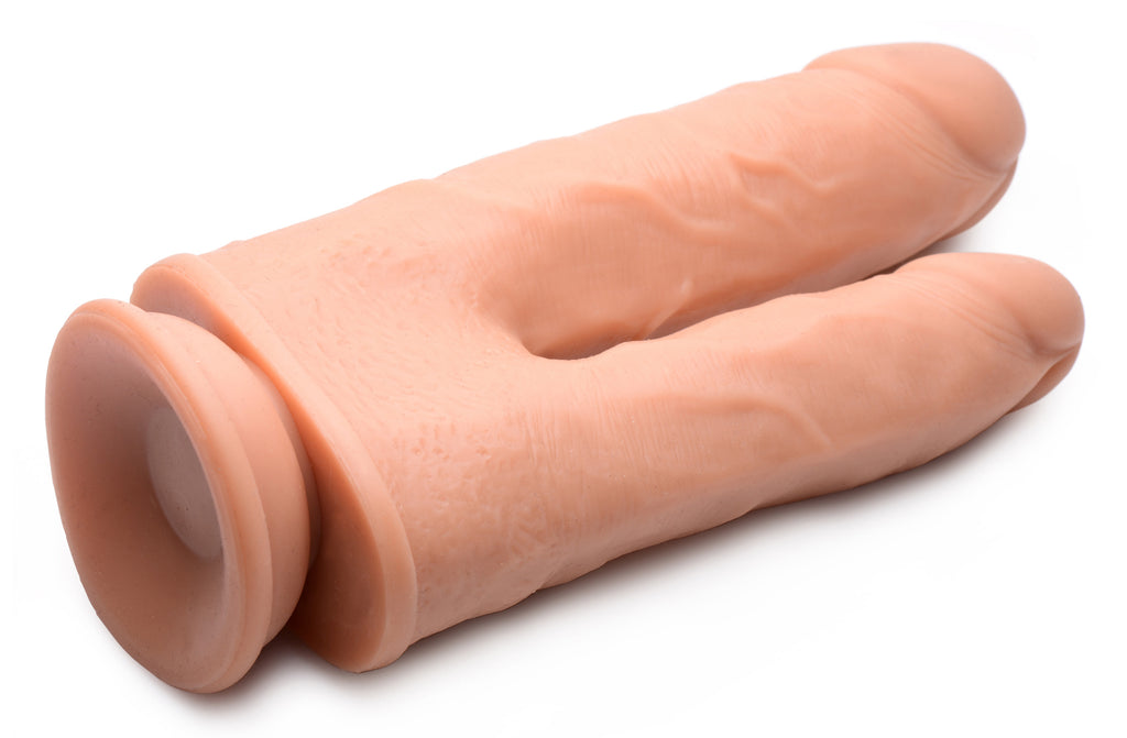 Big Shot Vibrating and Rotating Remote Control Silicone Double Dildo Flesh