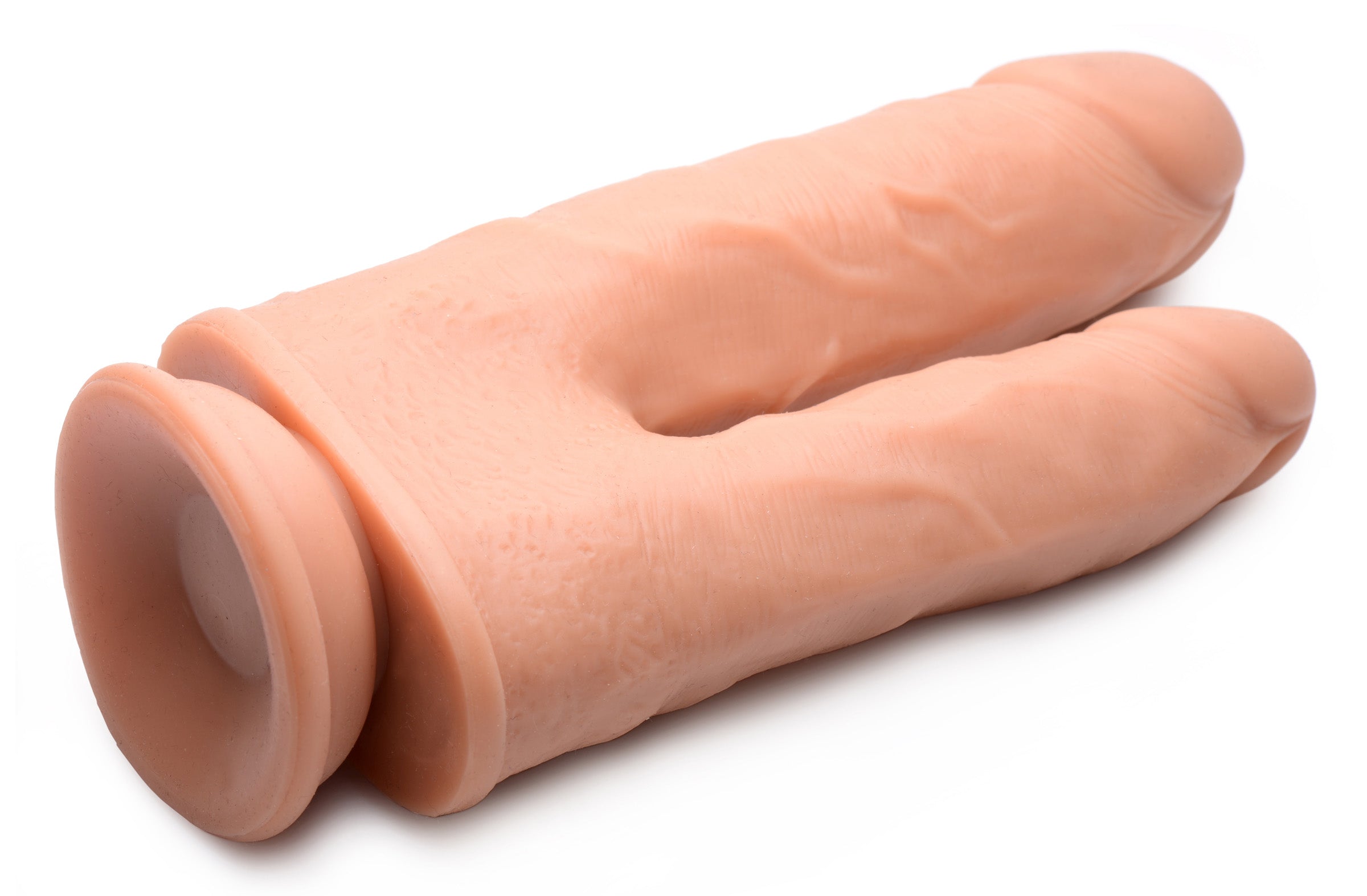 Big Shot Vibrating and Rotating Remote Control Silicone Double Dildo Flesh