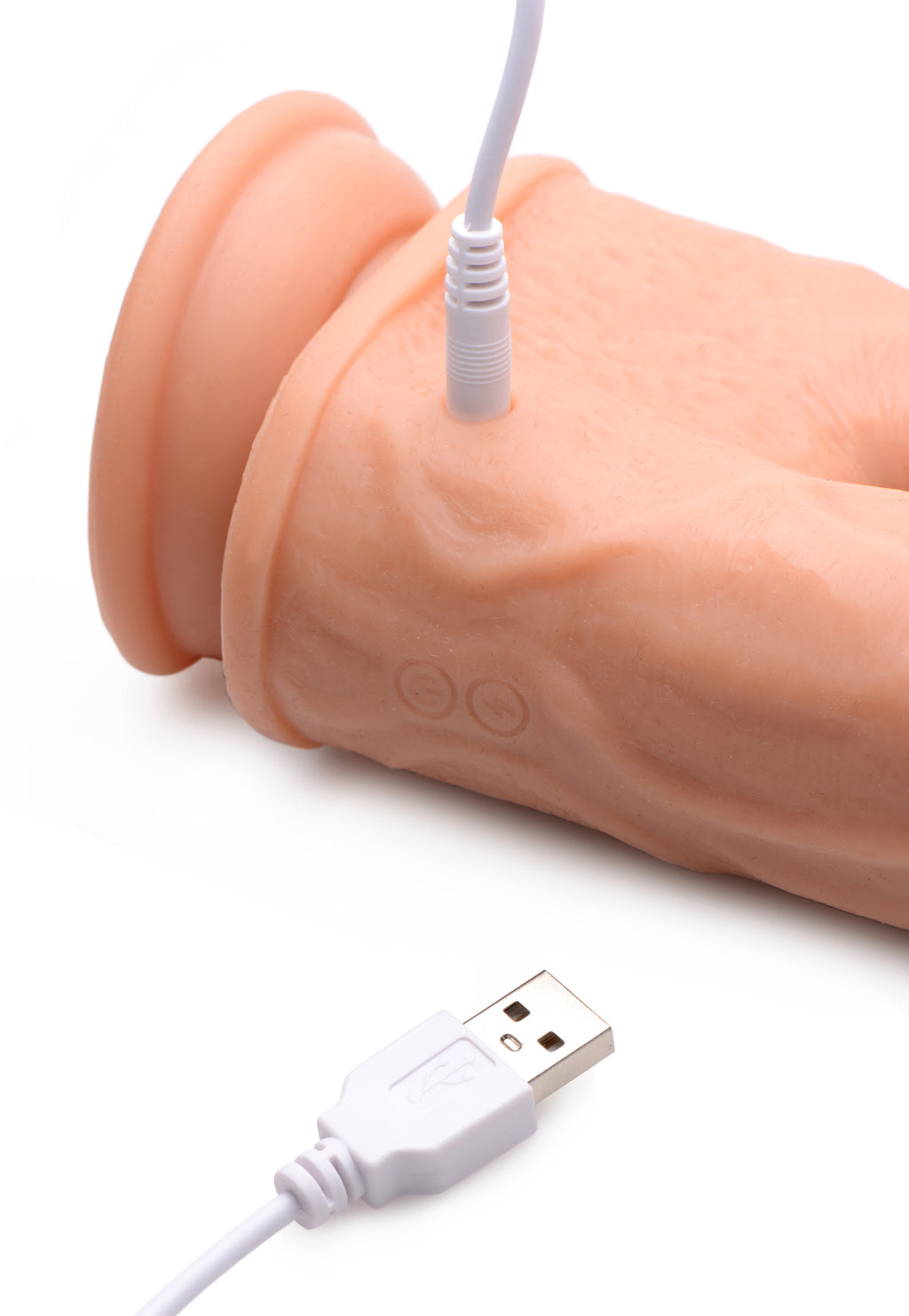 Big Shot Vibrating and Rotating Remote Control Silicone Double Dildo Flesh