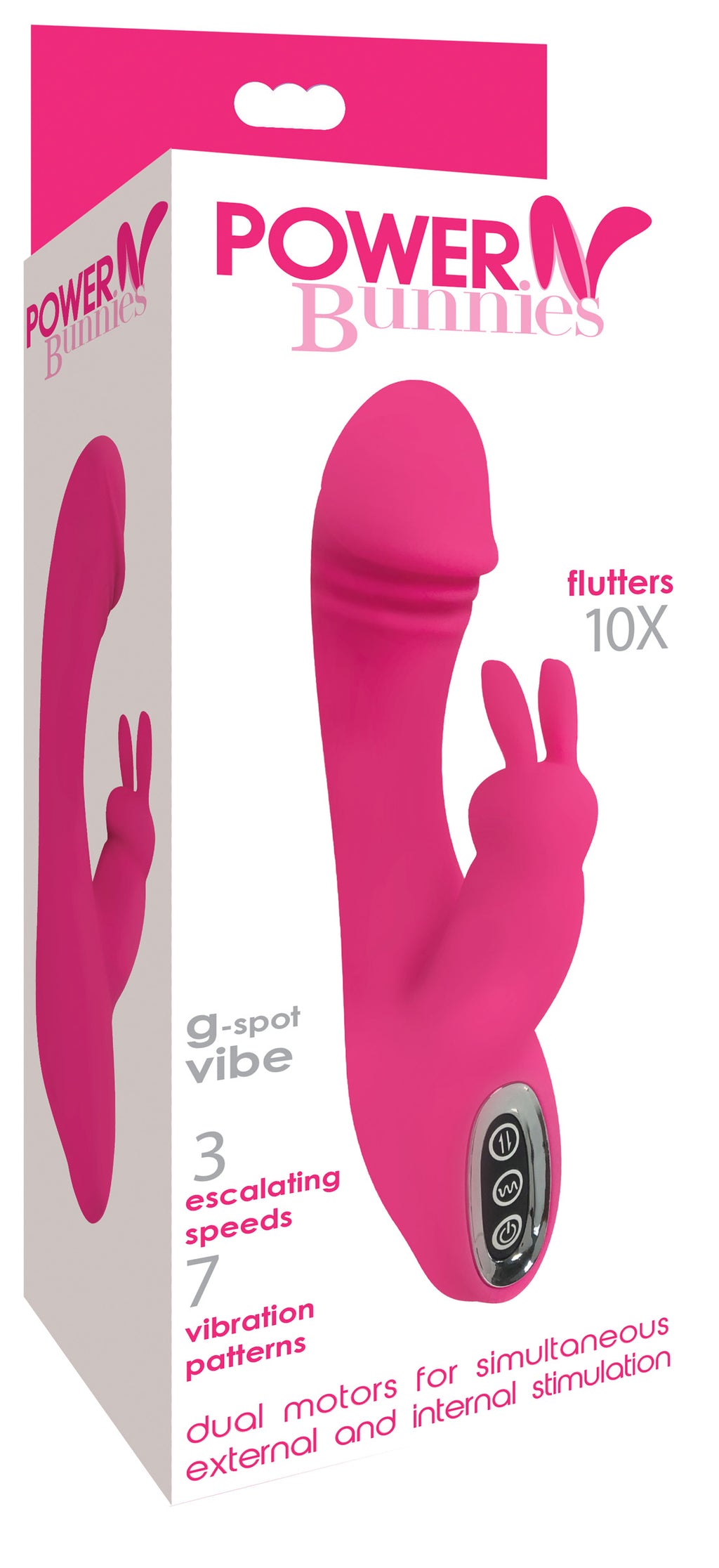 Power Bunnies Flutters 10X G-Spot Rabbit Silicone Vibrator Pink
