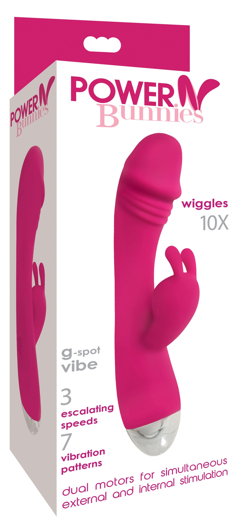 Power Bunnies Wiggles 10X Silicone Rabbit Vibrator Pink