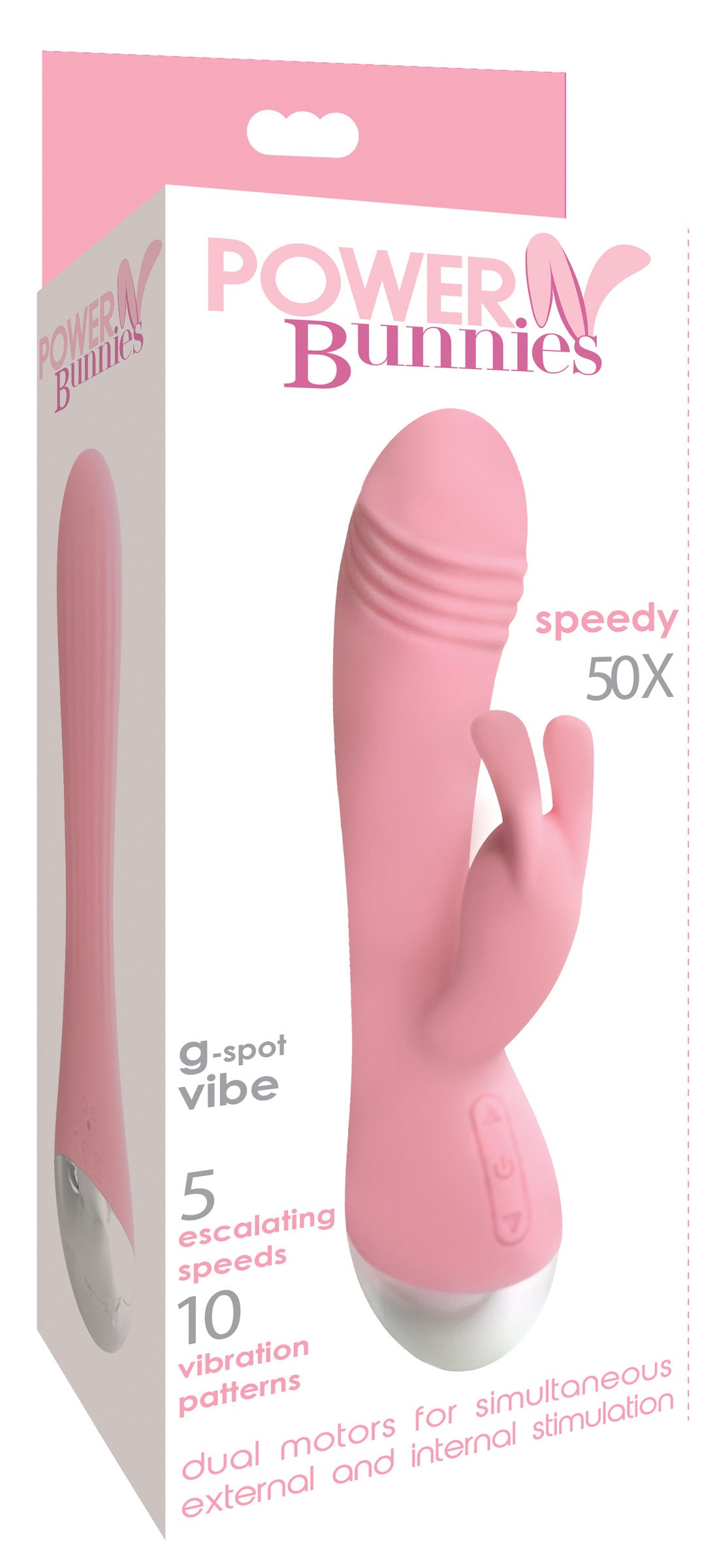 Power Bunnies Speedy 50X Silicone Rabbit Vibrator Pink