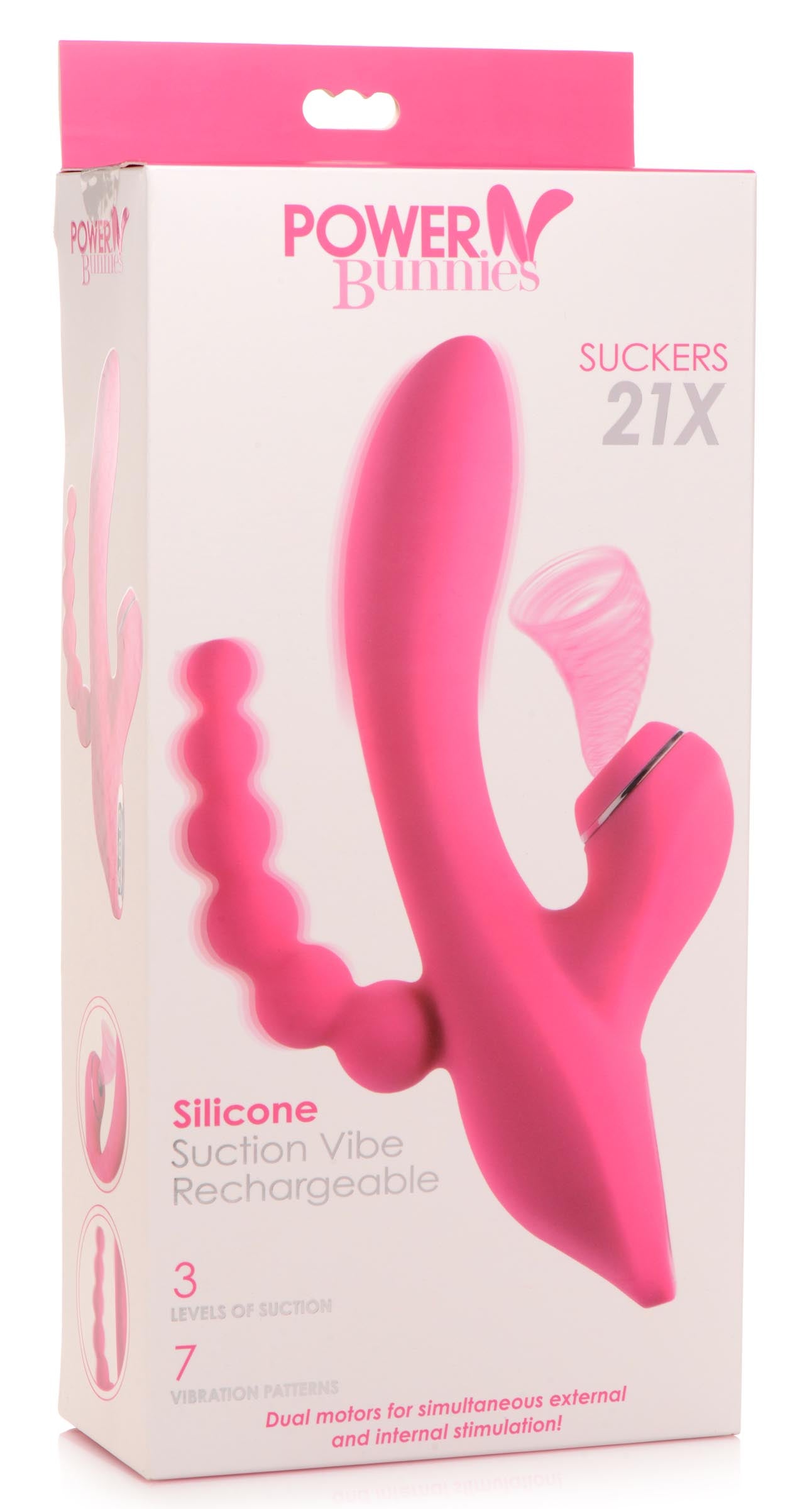 Power Bunnies Suckers 21X Silicone Suction Vibe Pink