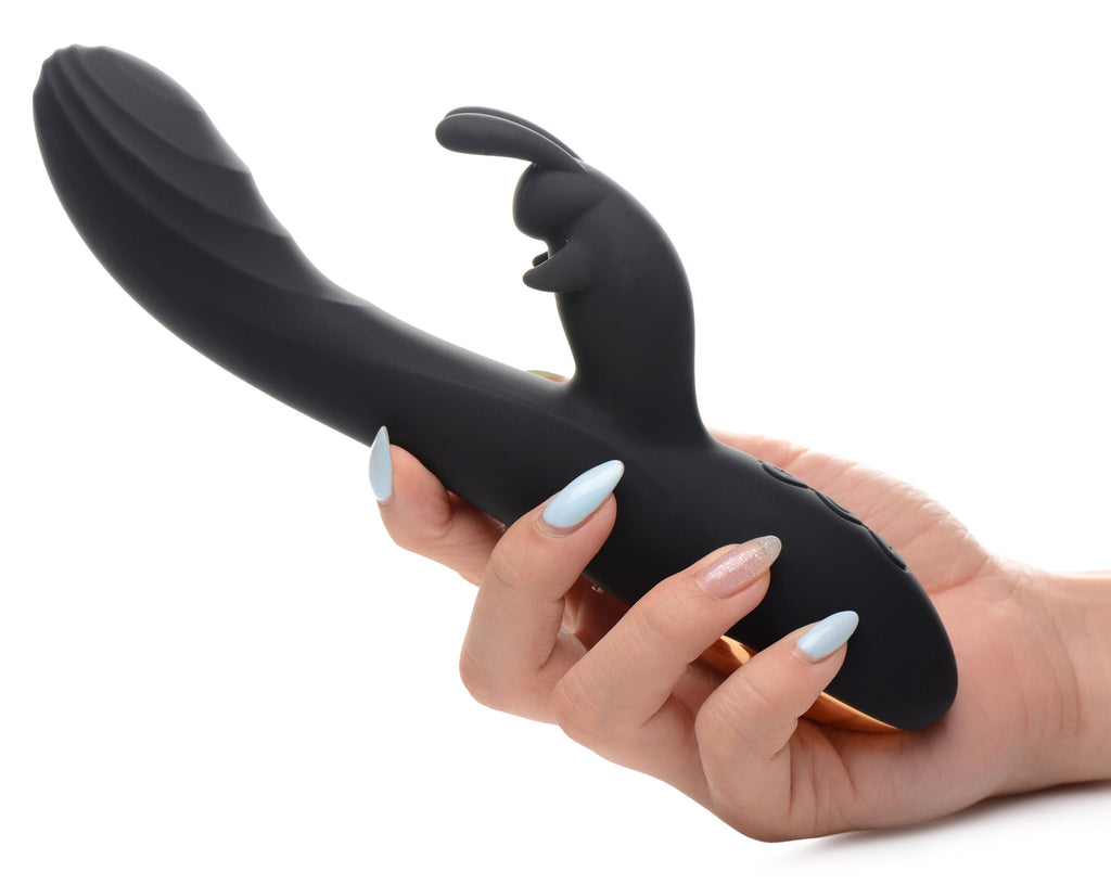 Power Bunnies Cuddles 10X Silicone Rabbit Vibrator Black