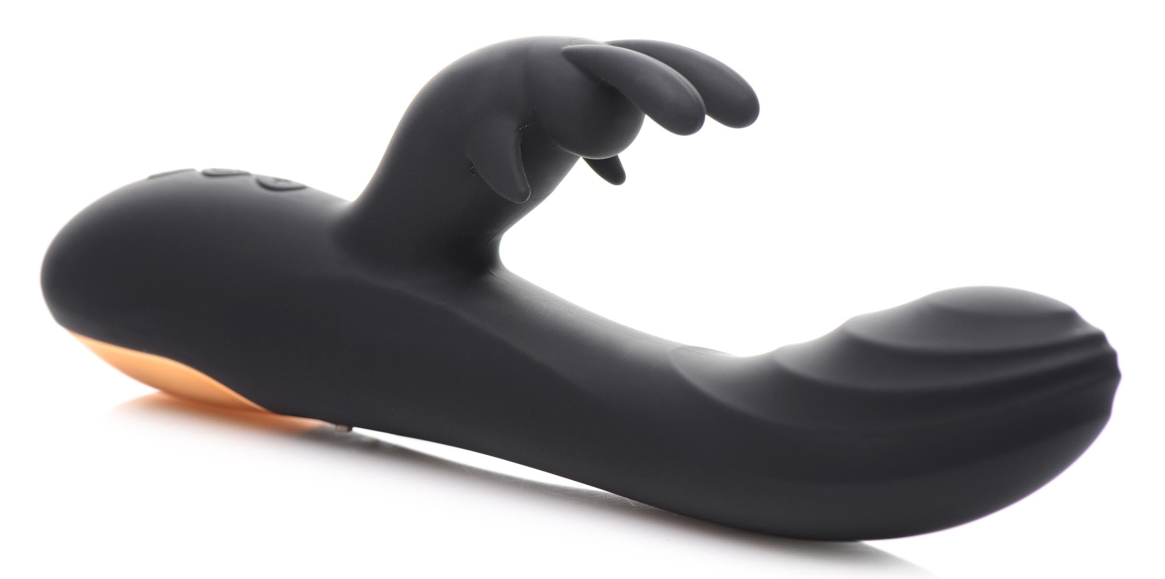 Power Bunnies Cuddles 10X Silicone Rabbit Vibrator Black