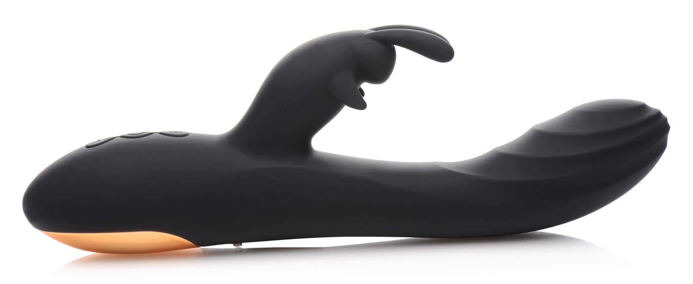Power Bunnies Cuddles 10X Silicone Rabbit Vibrator Black