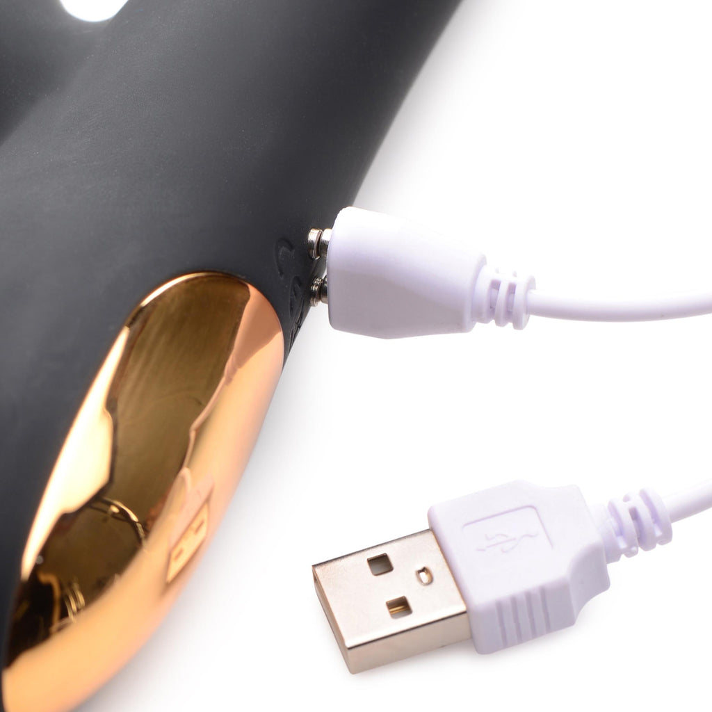 Power Bunnies Cuddles 10X Silicone Rabbit Vibrator Black