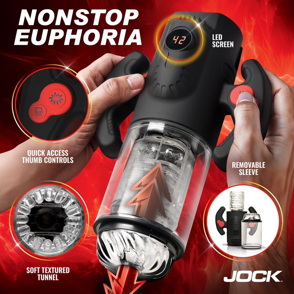 Jock Spinning, Thrusting, & Sucking Masturbator Black