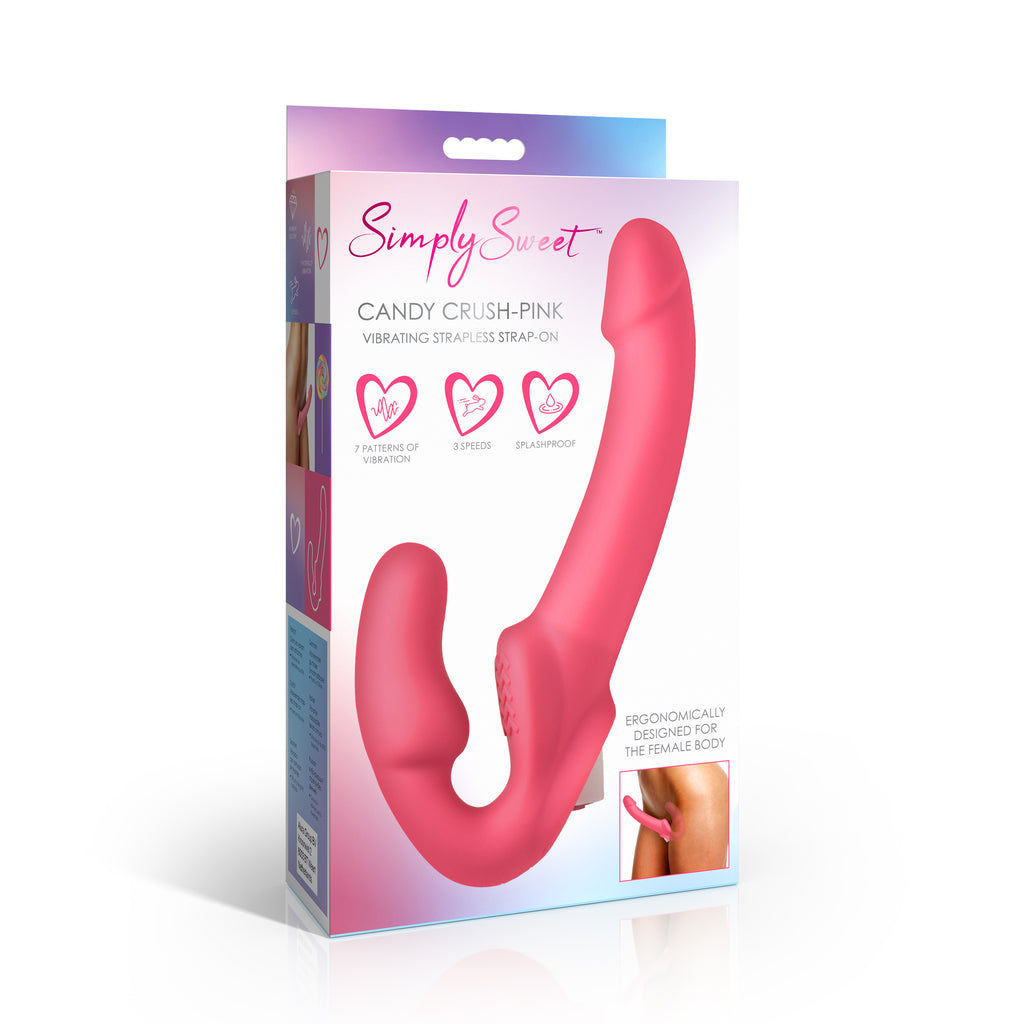 Simply Sweet Candy Crush - Pink Vibrating Strapless Strap-On Pink