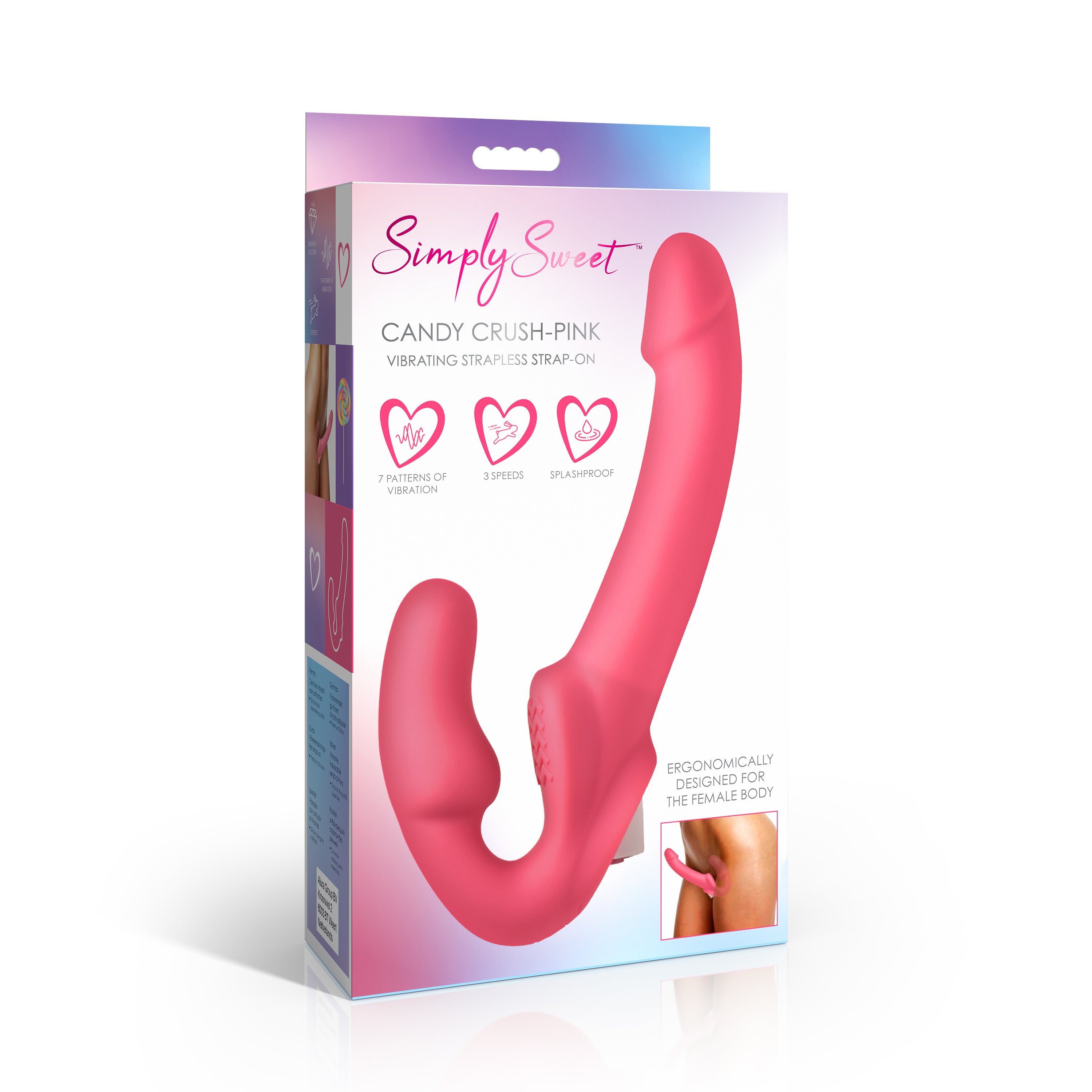Simply Sweet Candy Crush - Pink Vibrating Strapless Strap-On Pink