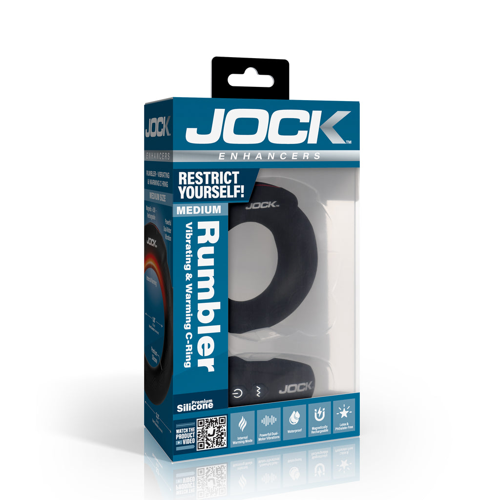 Jock Rumbler Vibrating & Warming C-Ring - 1.8" Black
