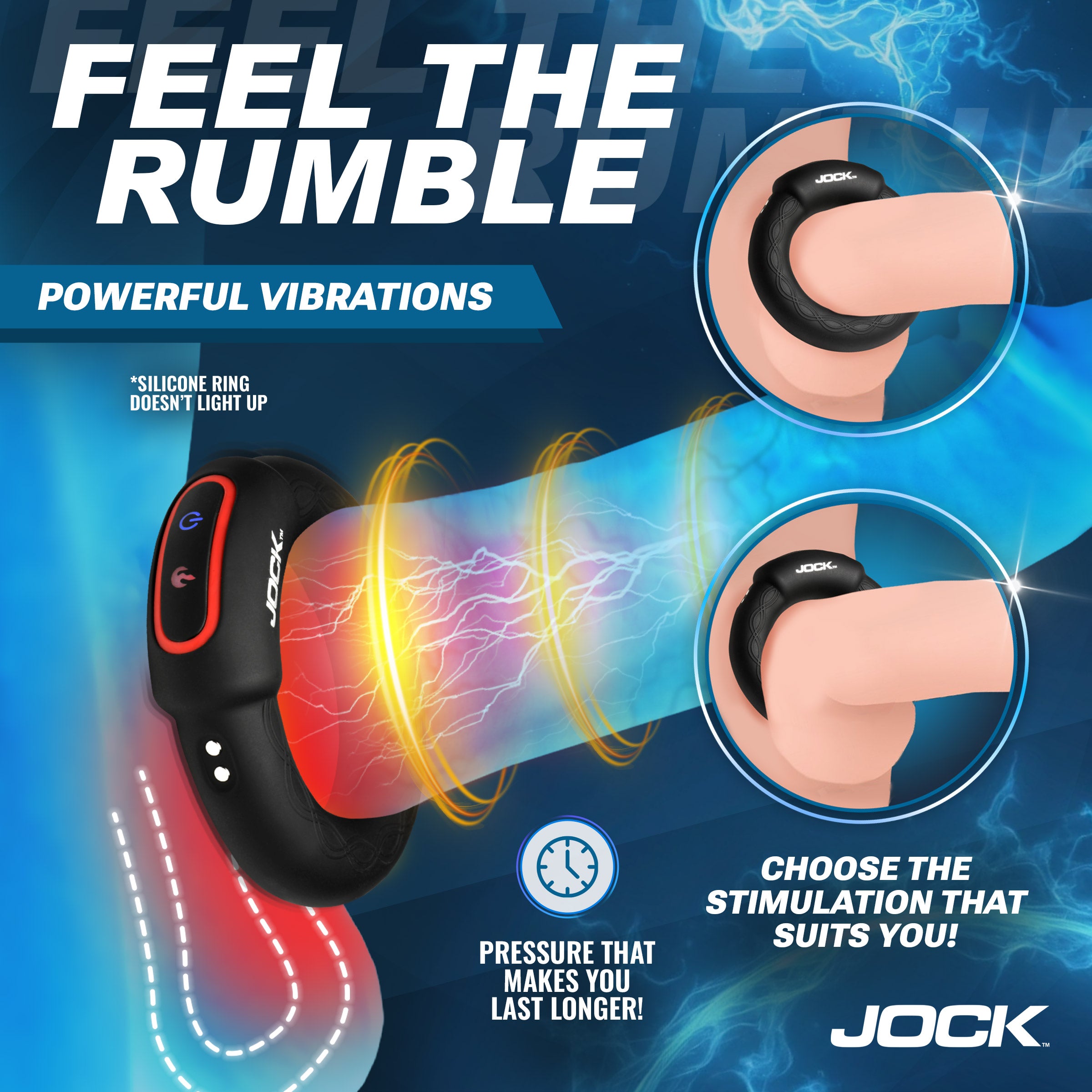 Jock Rumbler Vibrating & Warming C-Ring - 2" Black