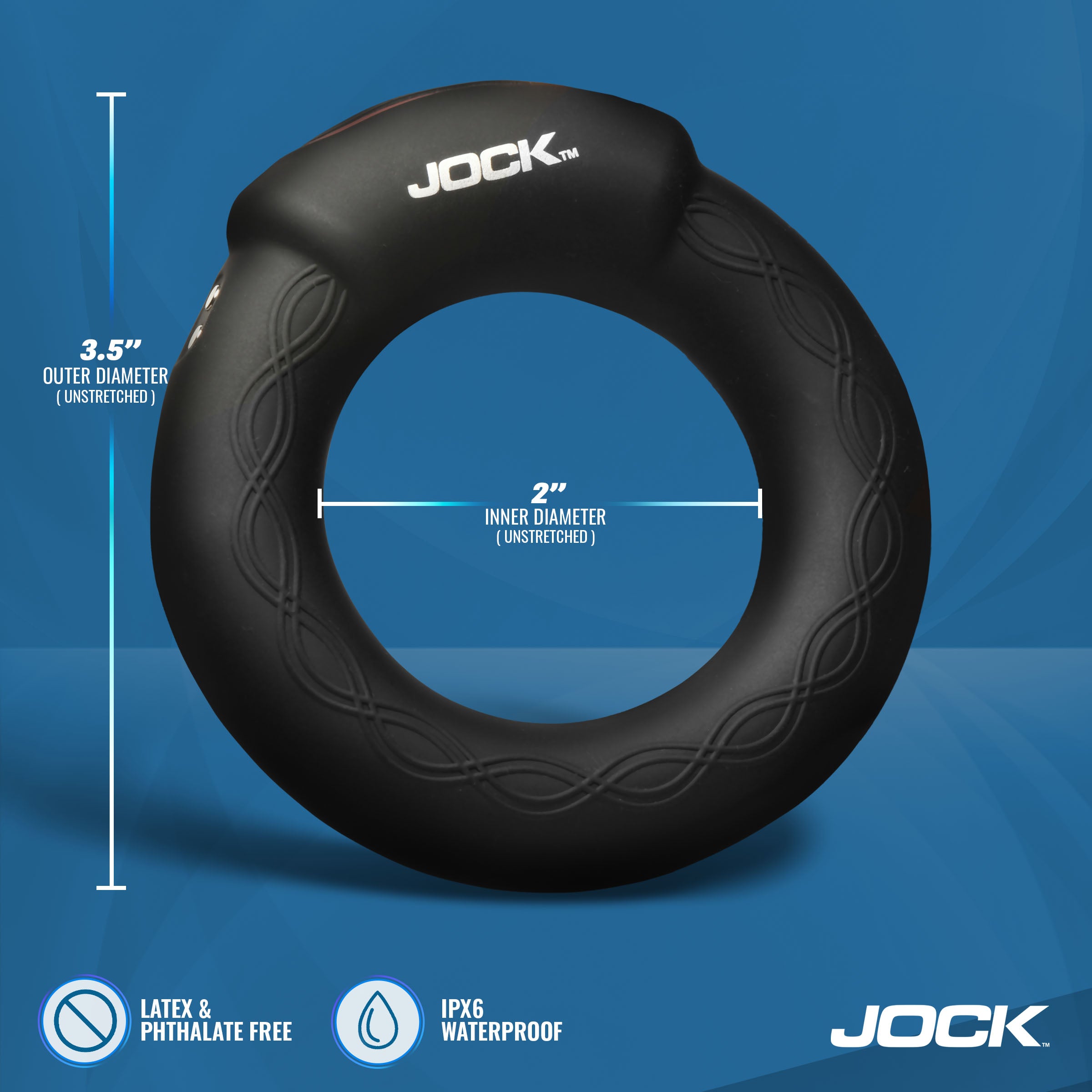 Jock Rumbler Vibrating & Warming C-Ring - 2" Black