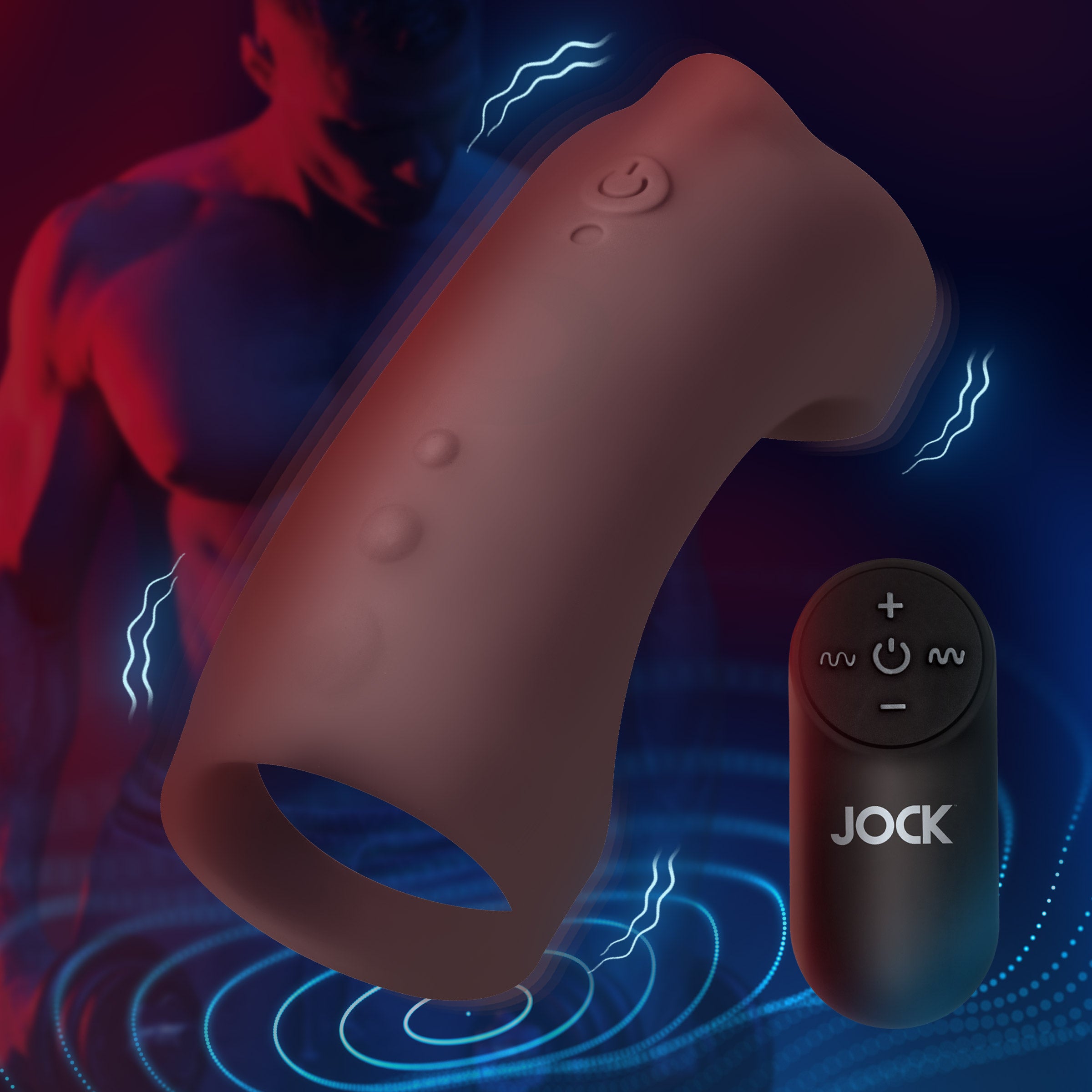 Jock Vibrating Silicone Penis Sleeve - Dark Brown