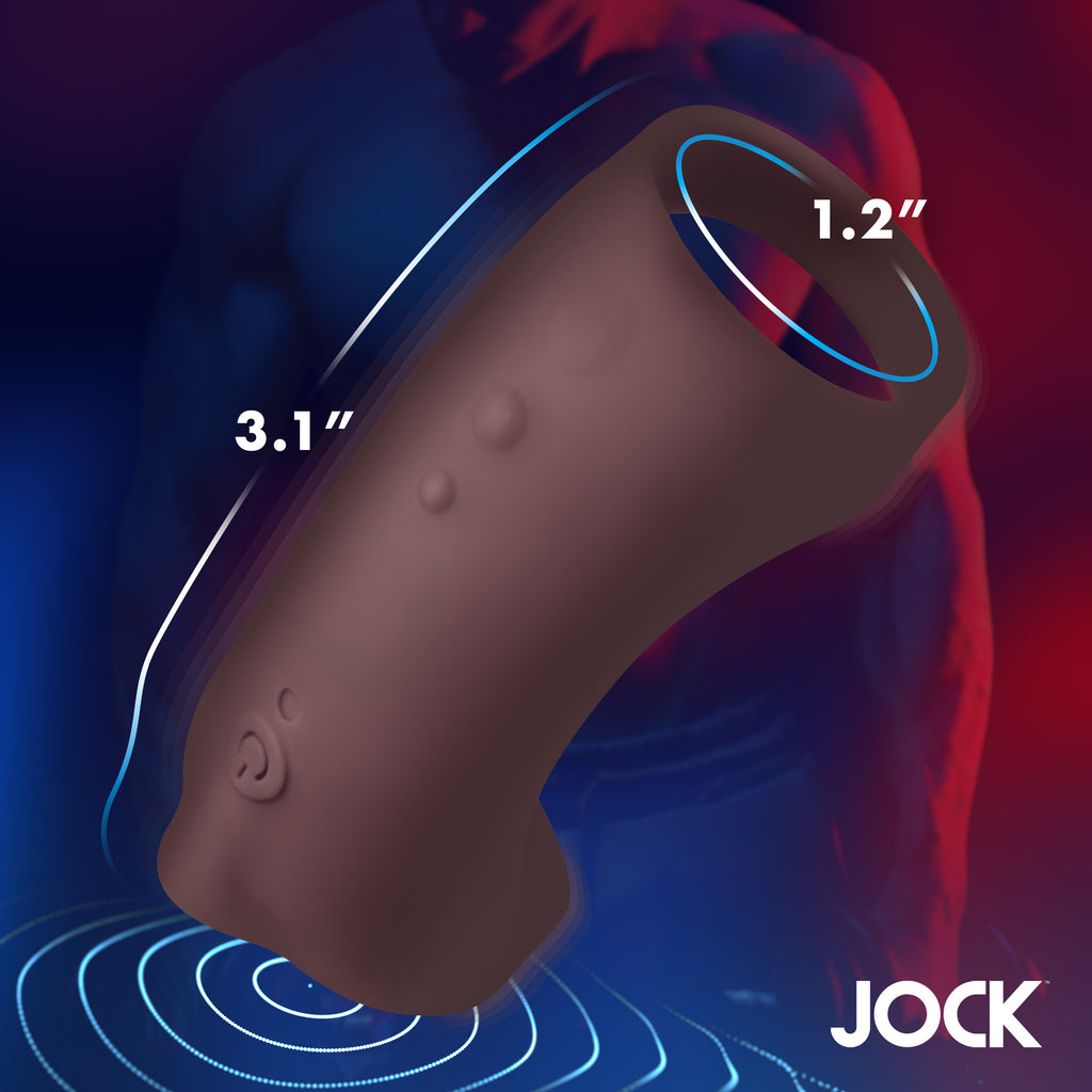 Jock Vibrating Silicone Penis Sleeve - Dark Brown