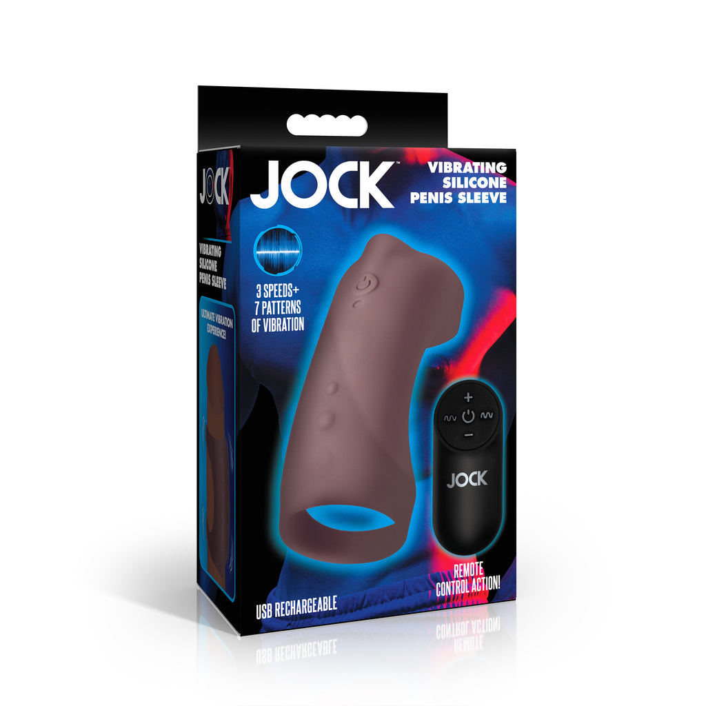 Jock Vibrating Silicone Penis Sleeve - Dark Brown