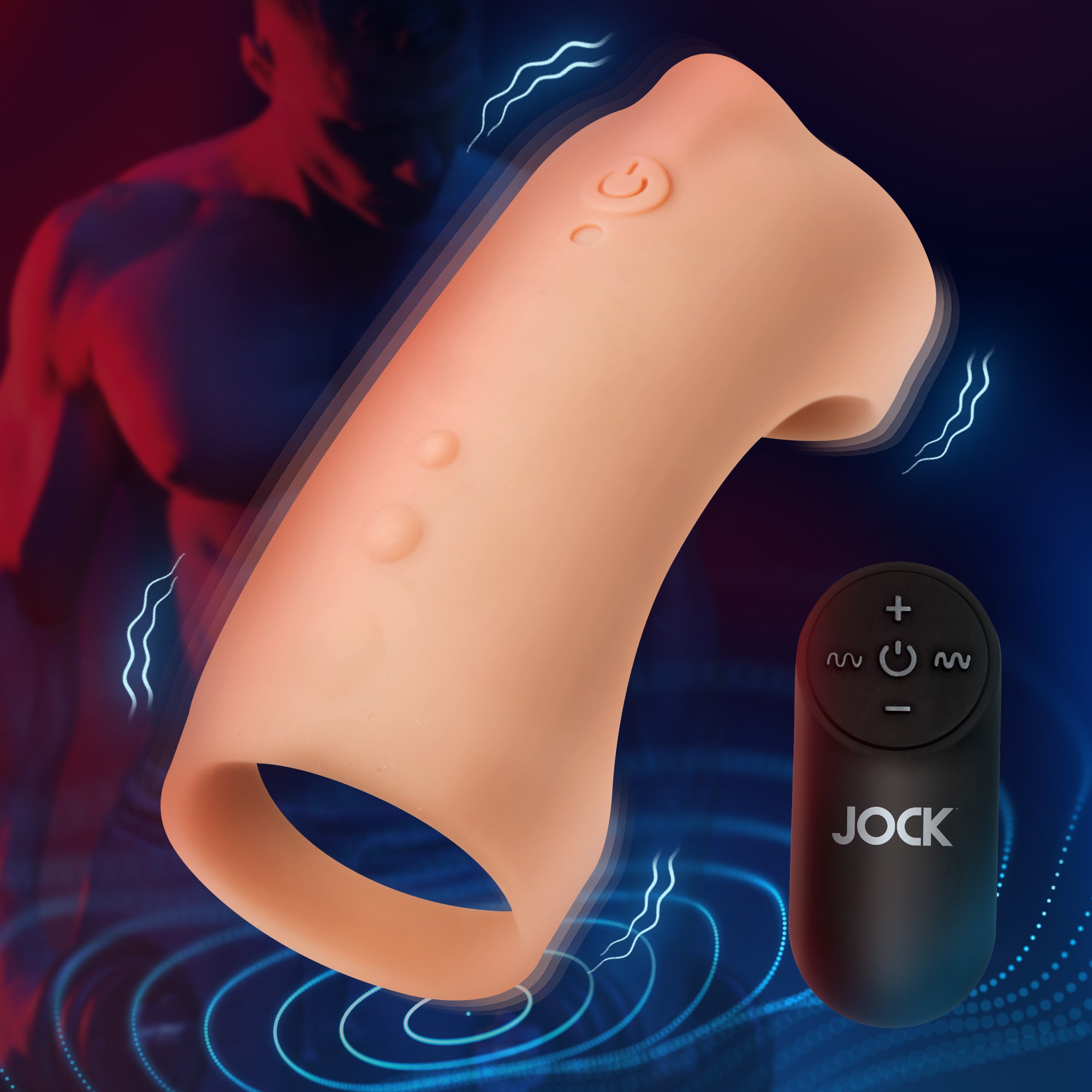Jock Vibrating Silicone Penis Sleeve - Dark Flesh