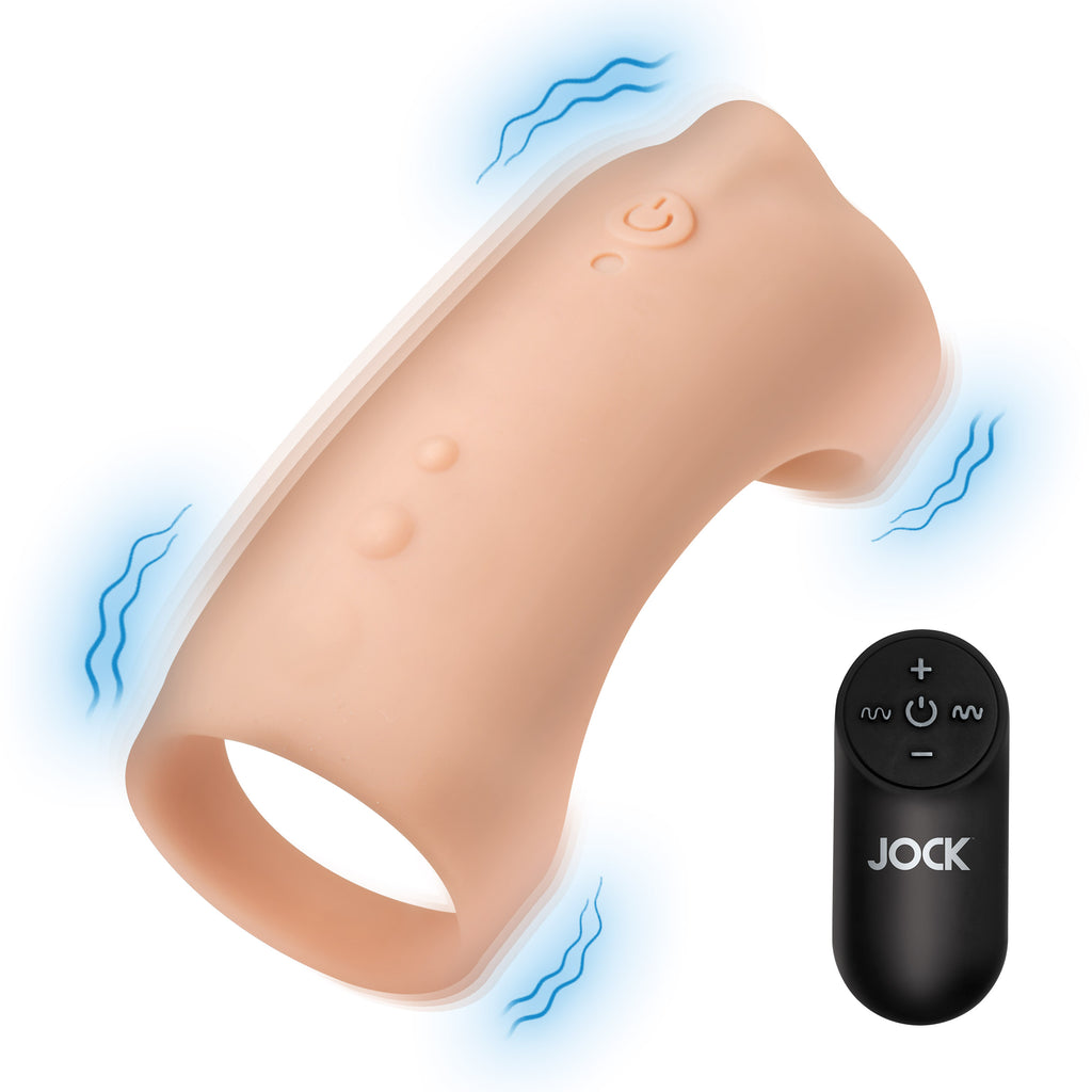 Jock Vibrating Silicone Penis Sleeve - Dark Flesh