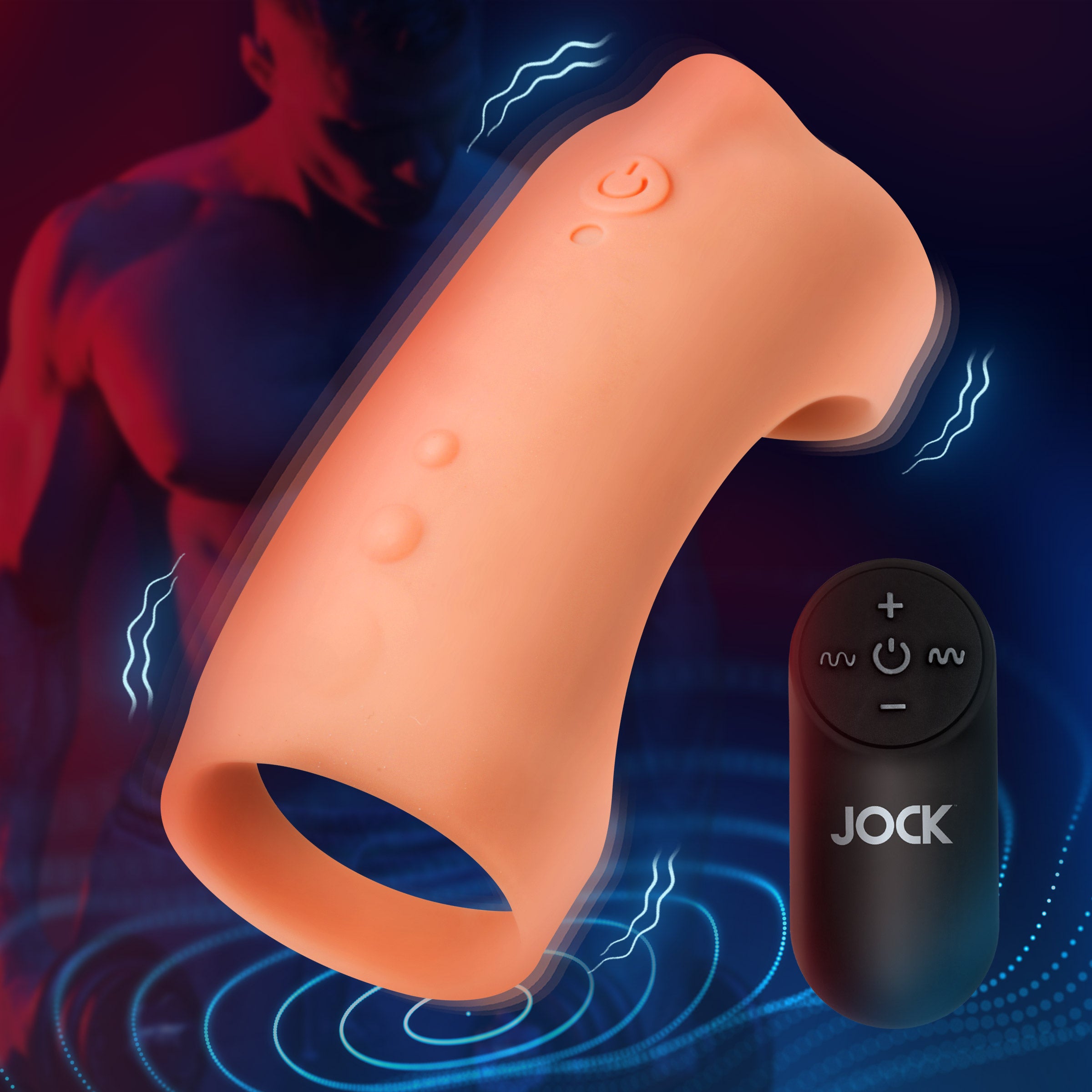 Jock Vibrating Silicone Penis Sleeve - Dark Tan