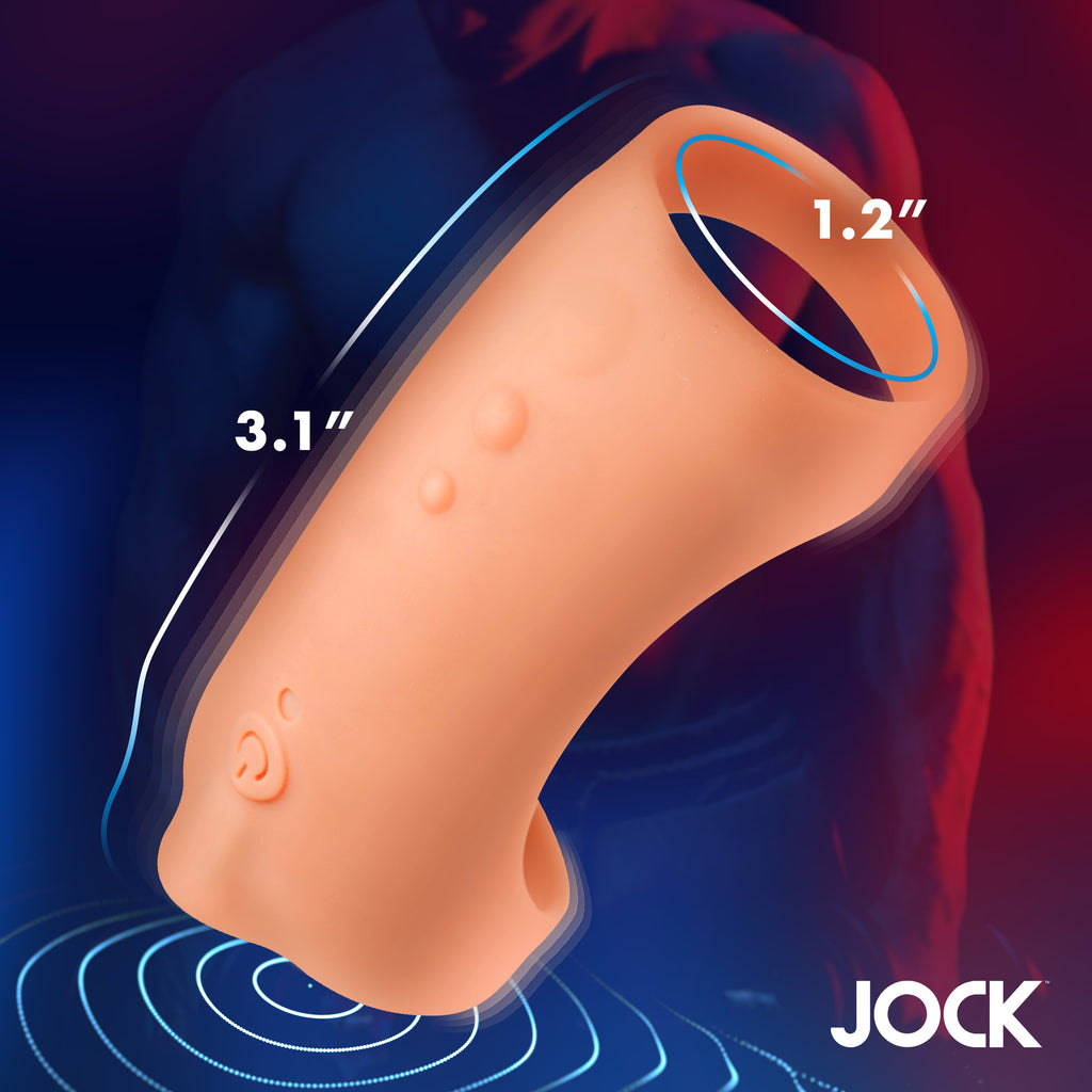 Jock Vibrating Silicone Penis Sleeve - Dark Tan