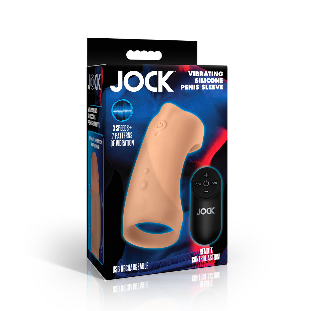 Jock Vibrating Silicone Penis Sleeve - Dark Tan