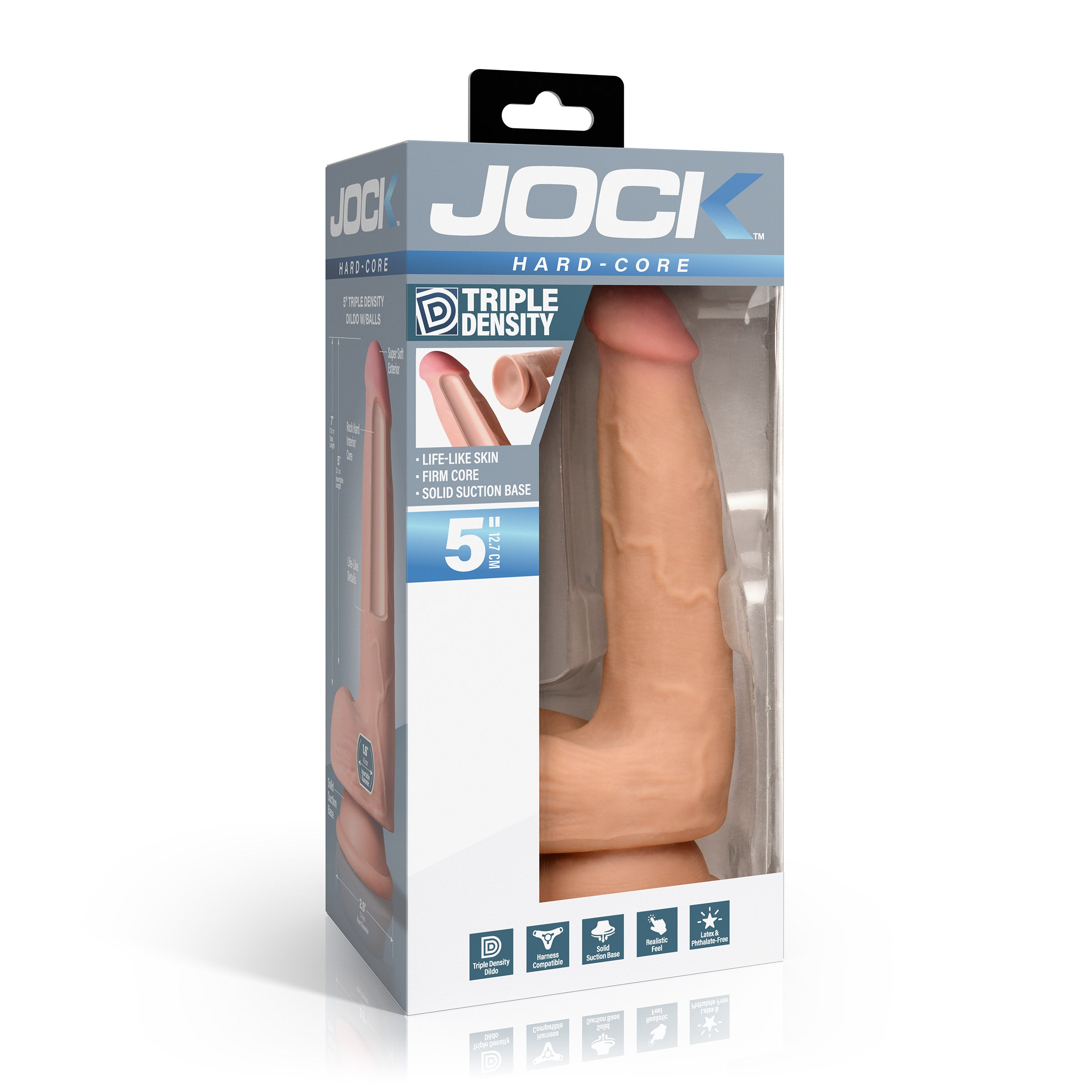 Jock Hard-Core 5" Triple Density Dildo with Balls Flesh
