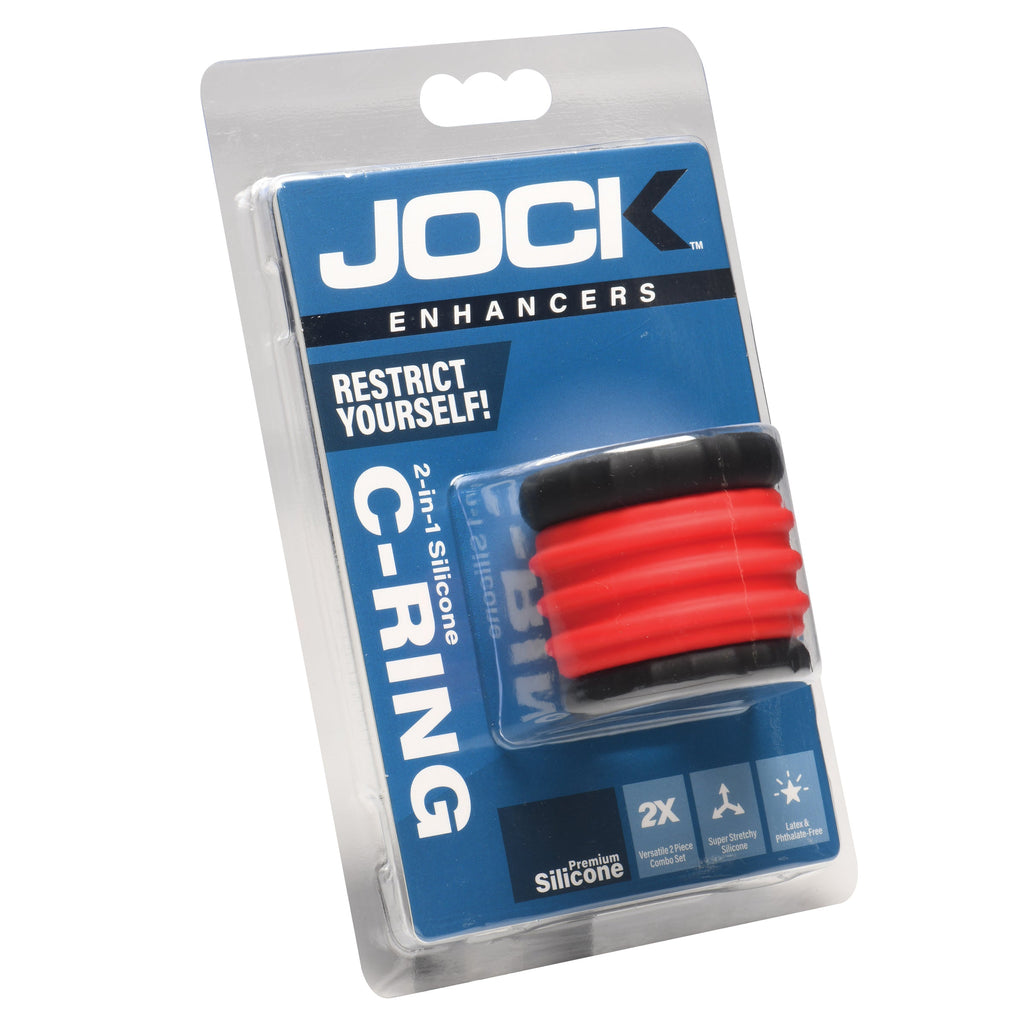 Jock 2-in-1 Silicone Cock Ring - Red Red
