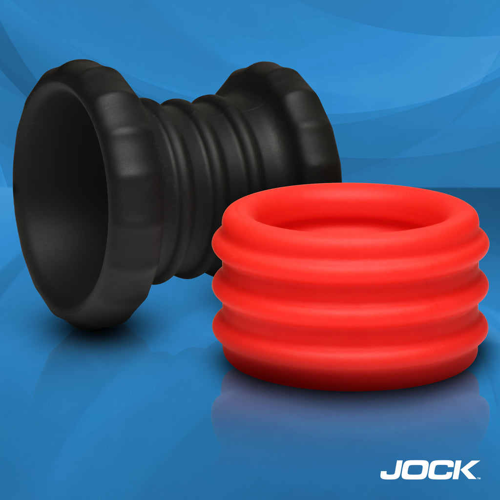 Jock 2-in-1 Silicone Cock Ring - Red Red