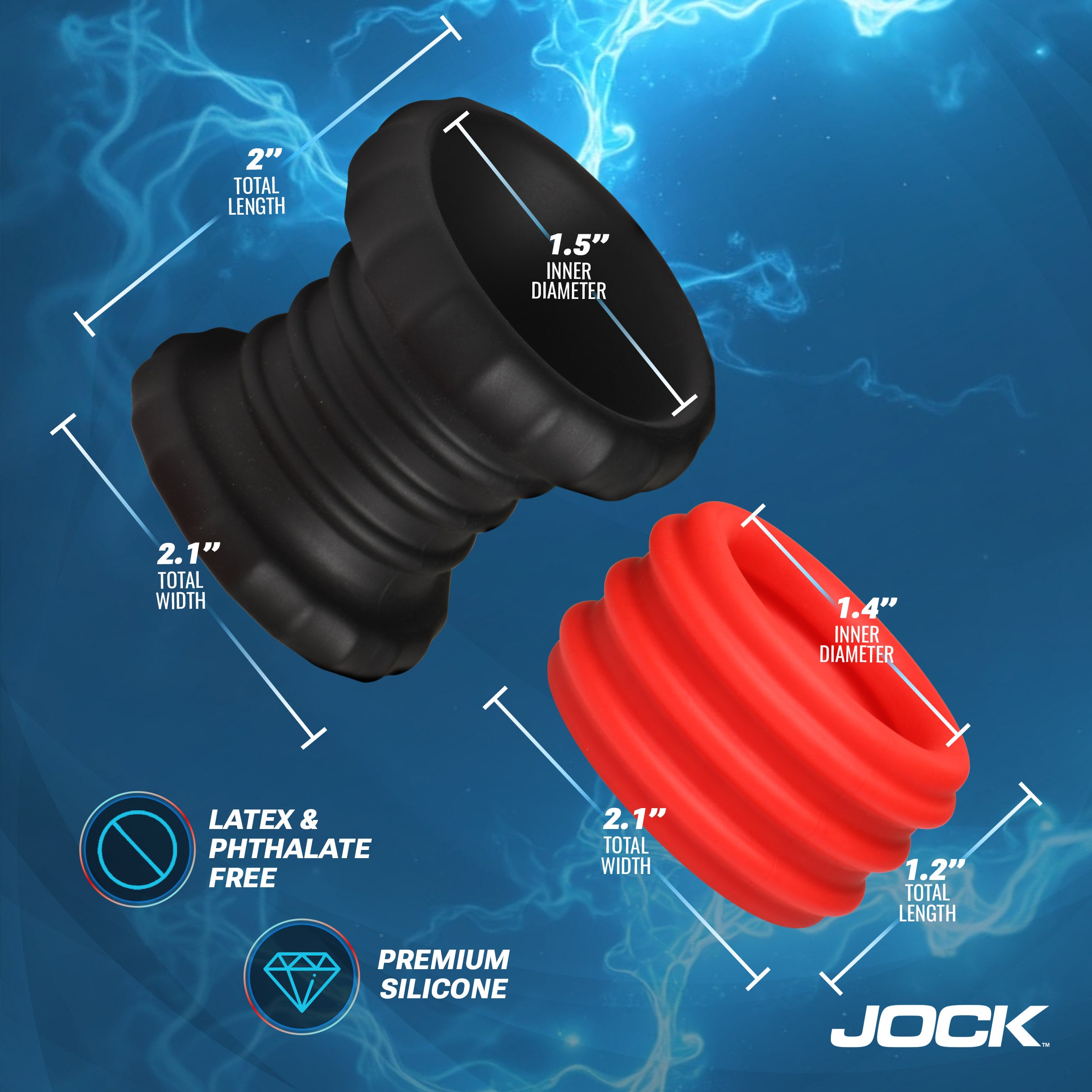 Jock 2-in-1 Silicone Cock Ring - Red Red