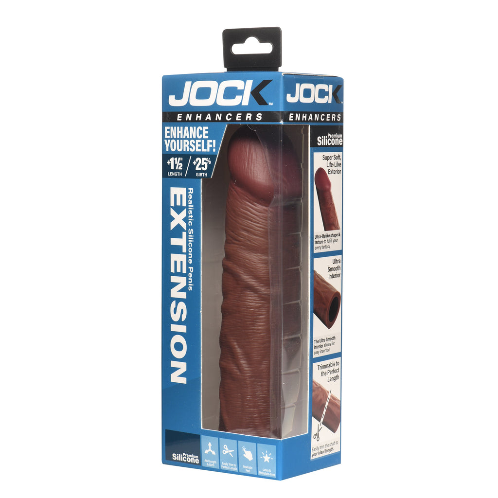 Jock Enhancers 1.5" Silicone Penis Extension Sleeve - Dark Brown