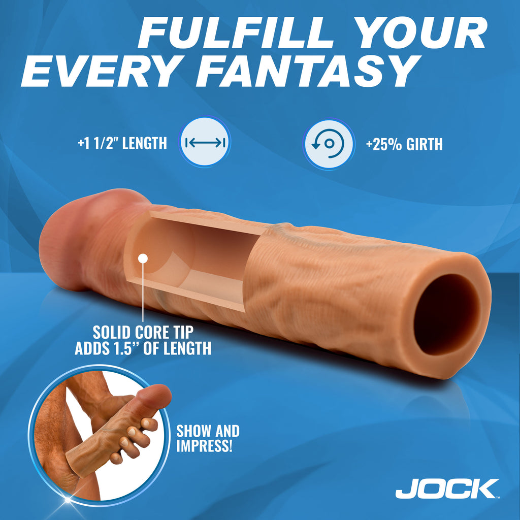 Jock Enhancers 1.5" Silicone Penis Extension Sleeve - Dark Tan