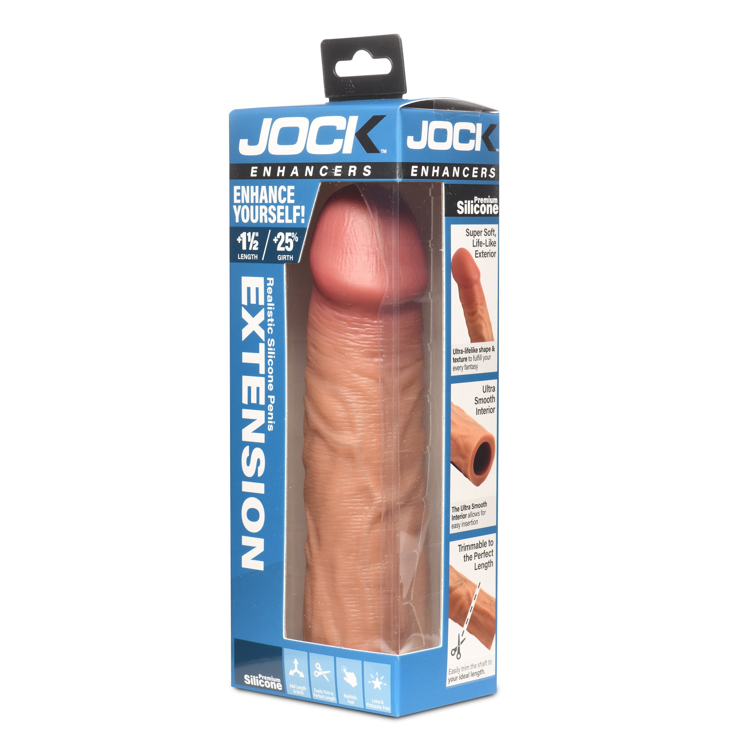 Jock Enhancers 1.5" Silicone Penis Extension Sleeve - Dark Tan