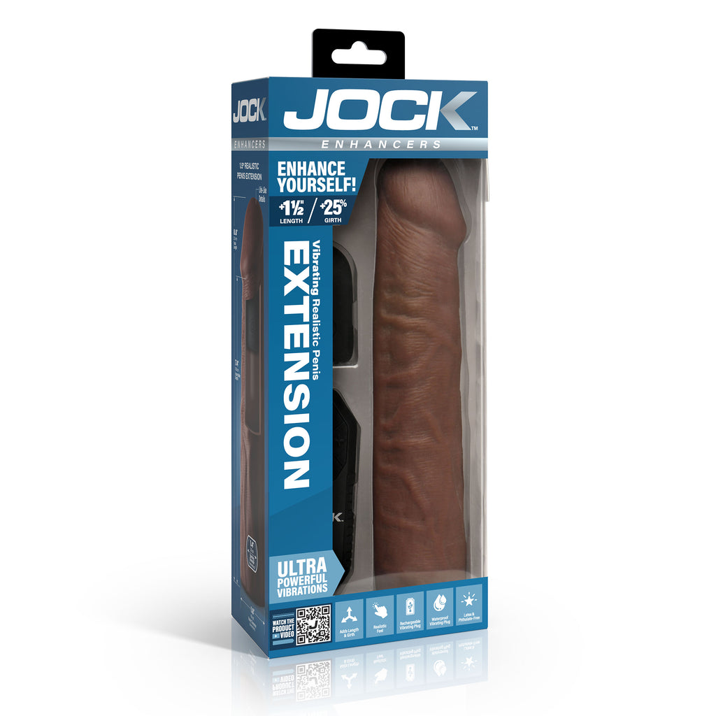 Jock Enhancers Vibrating Penis Extension w/ Remote - Dark Brown