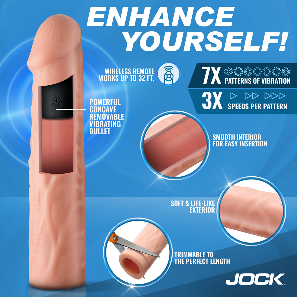 Jock Enhancers Vibrating Penis Extension w/ Remote - Dark Tan