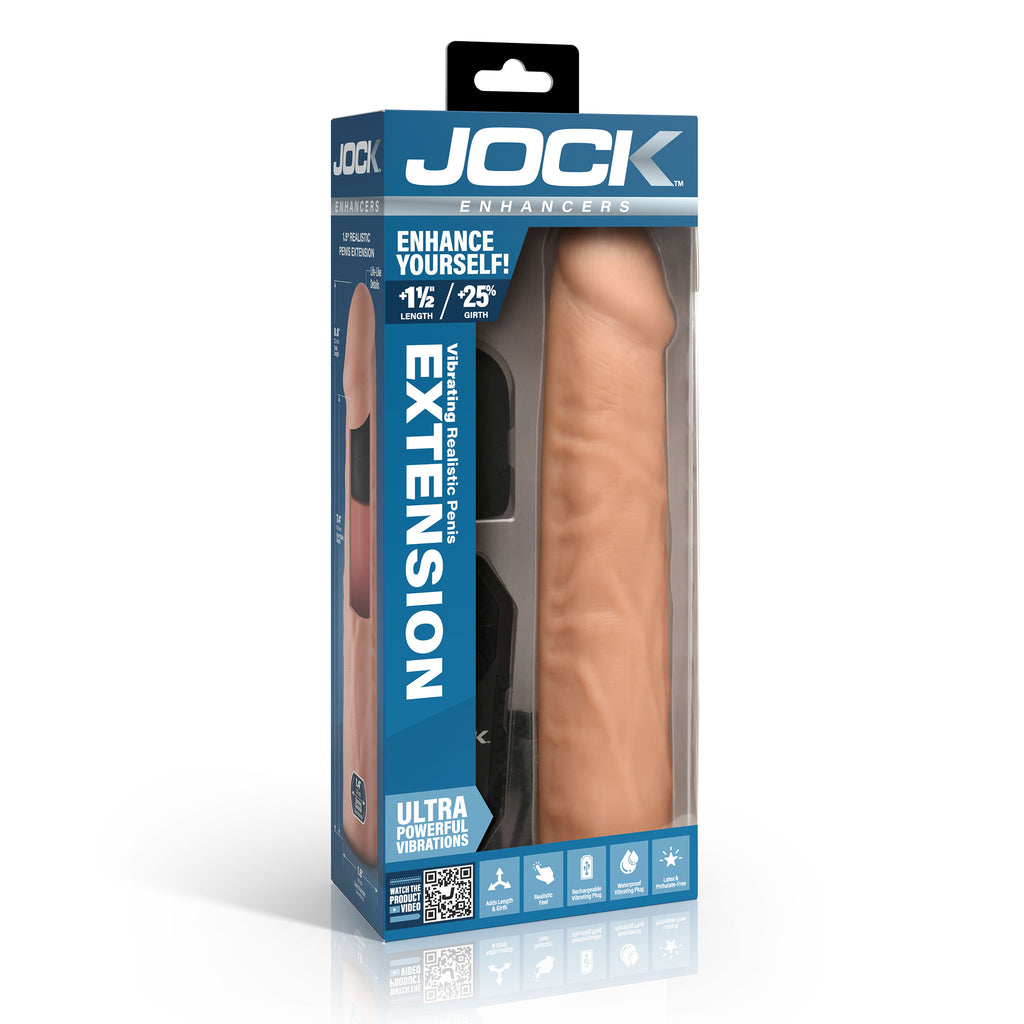 Jock Enhancers Vibrating Penis Extension w/ Remote - Dark Tan