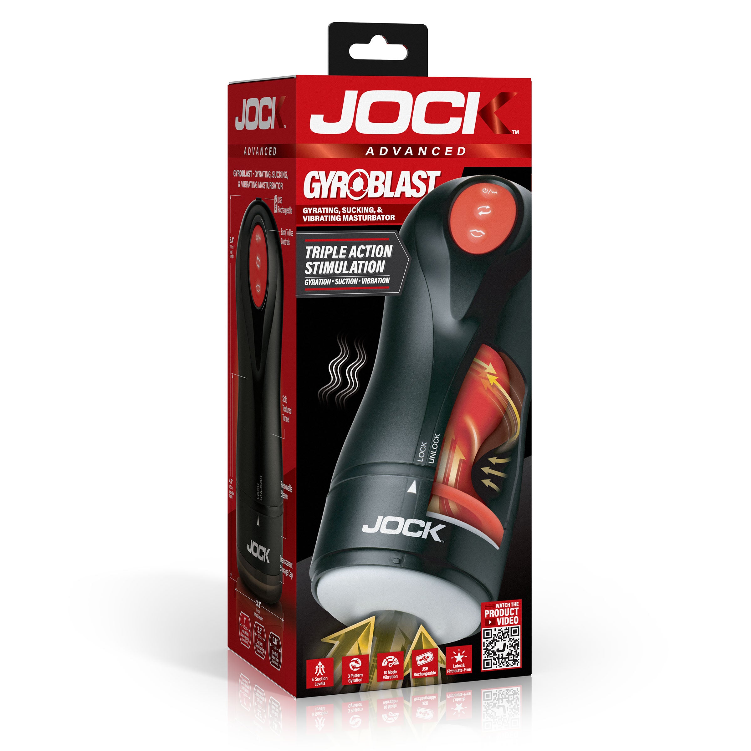 Jock Gyroblast Gyrating, Sucking, & Vibrating Masturbator Black