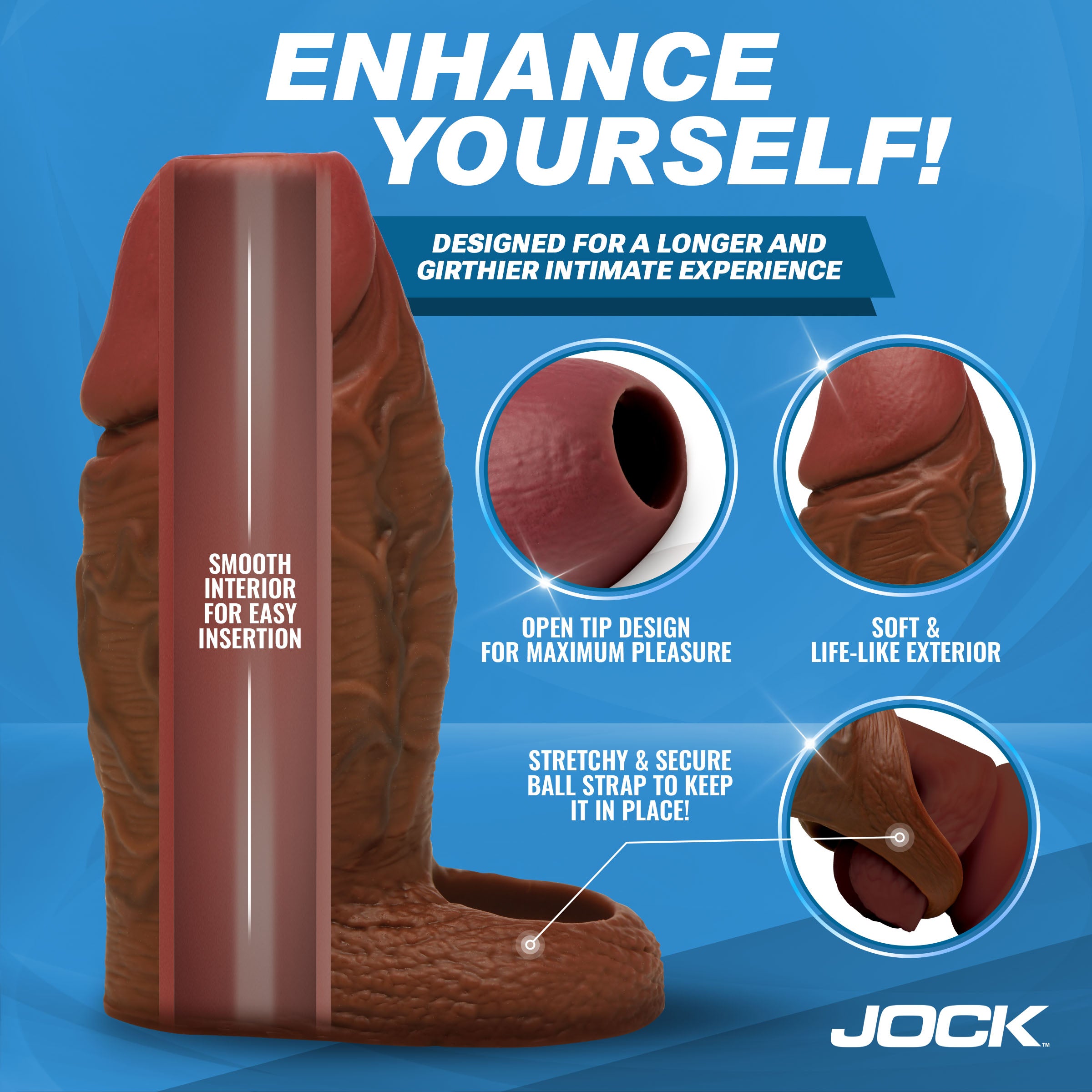 Jock Enhancers Silicone Penis Extension Sleeve - Dark Brown