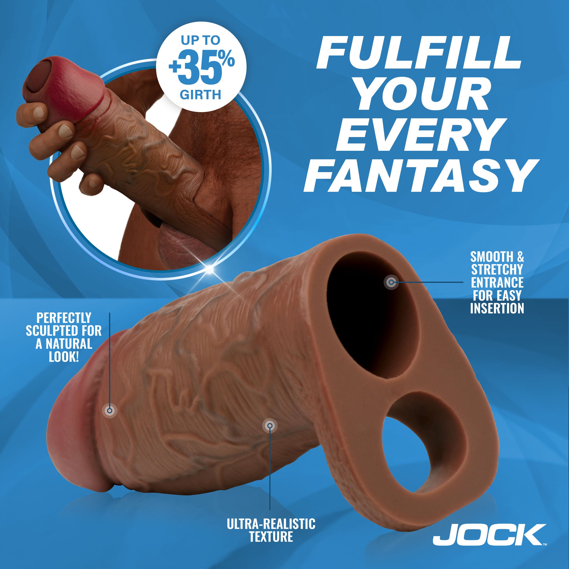 Jock Enhancers Silicone Penis Extension Sleeve - Dark Brown