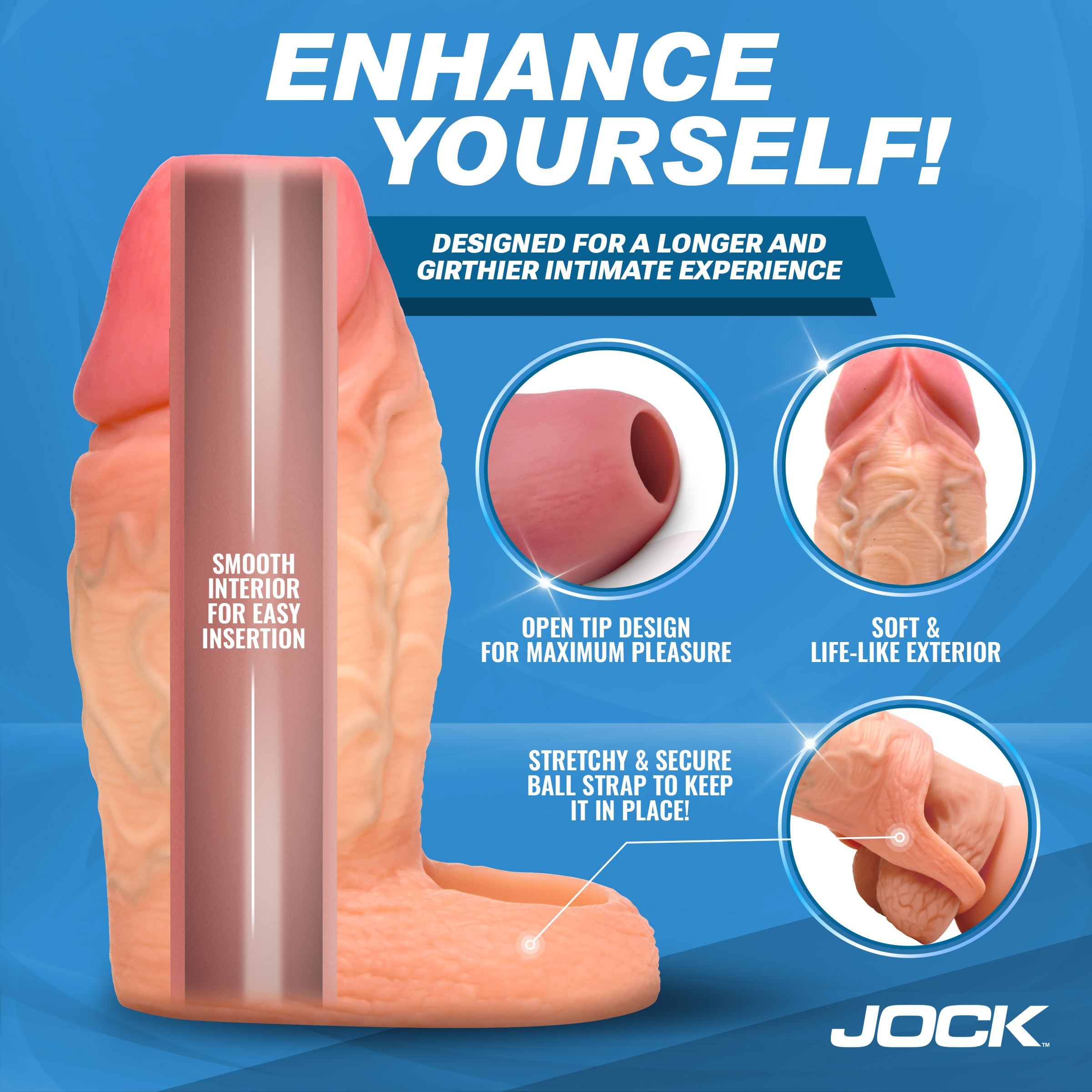 Jock Enhancers Silicone Penis Extension Sleeve - Dark Flesh