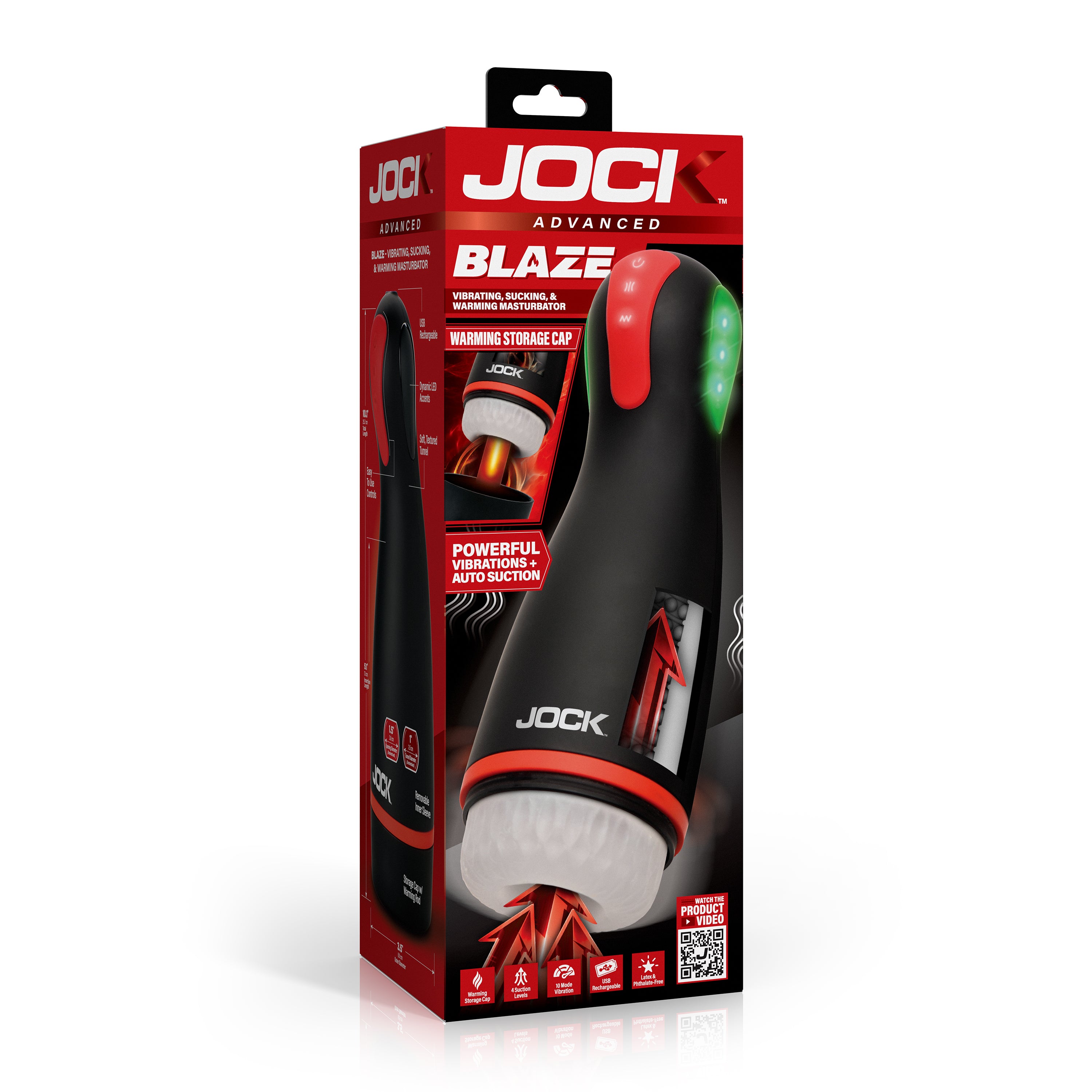 Jock Blaze Vibrating, Sucking, and Warming Masturbator Black