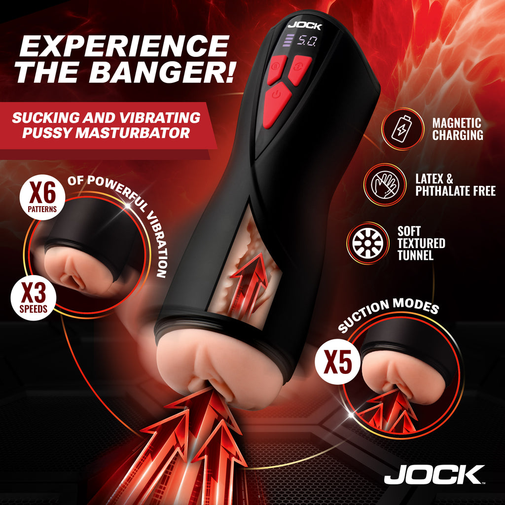 Jock Banger Sucking & Vibrating Pussy Masturbator Black