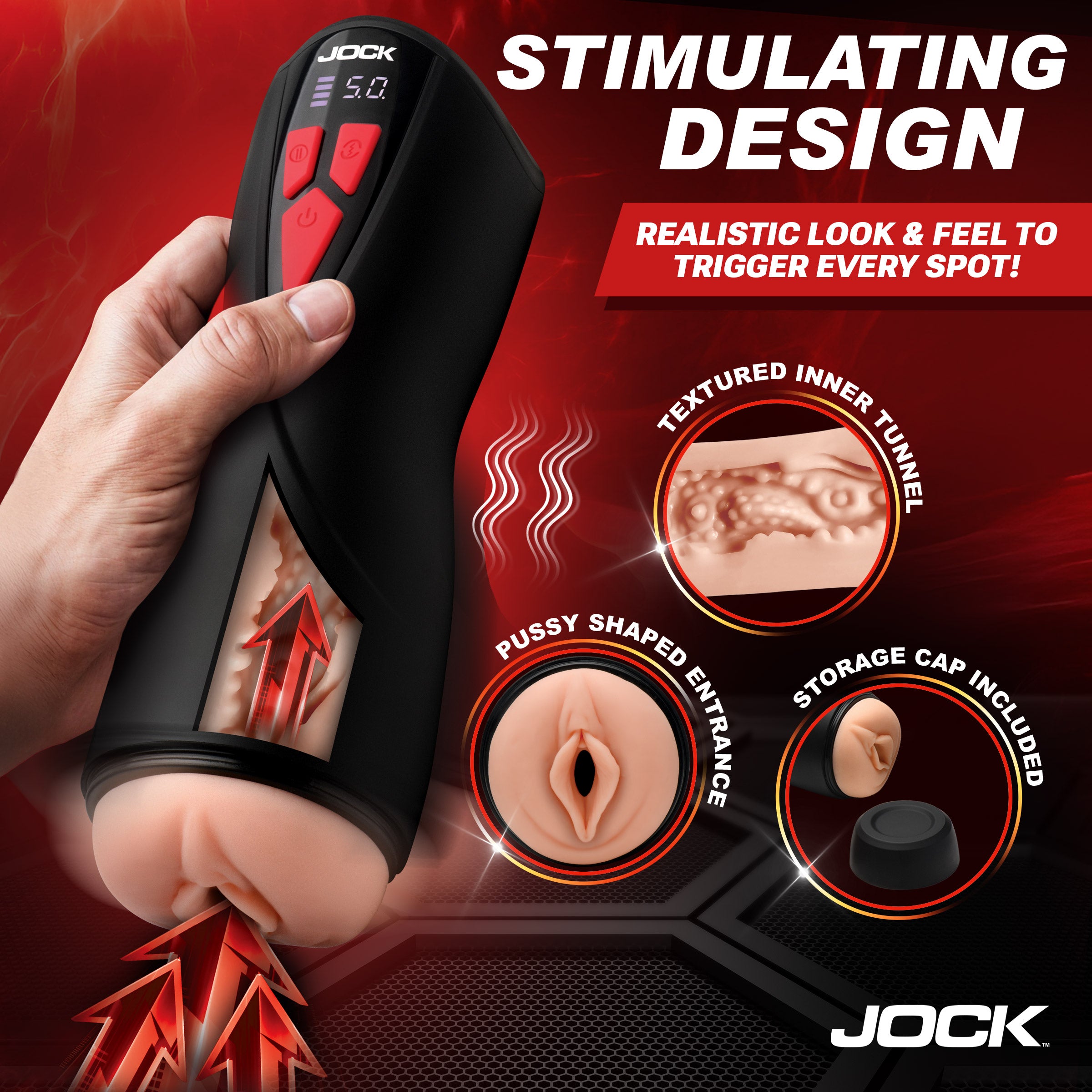 Jock Banger Sucking & Vibrating Pussy Masturbator Black