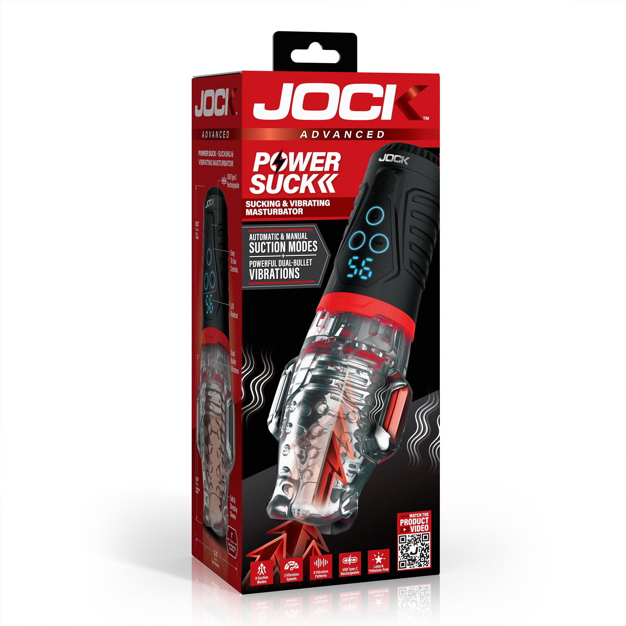 Jock Power Suck Sucking & Vibrating Masturbator Black