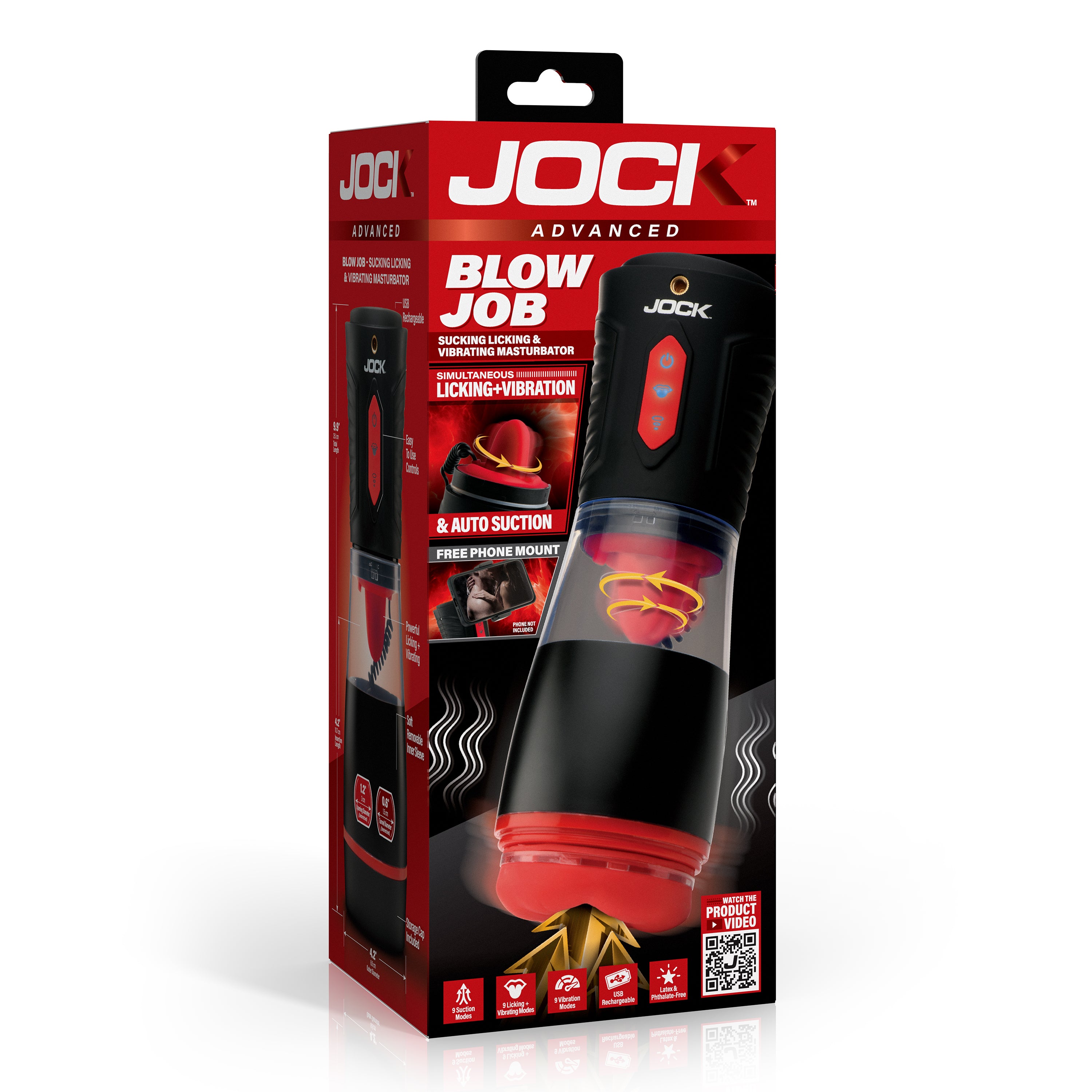 Jock Blow Job Sucking, Licking, and Vibrating Masturbator Black