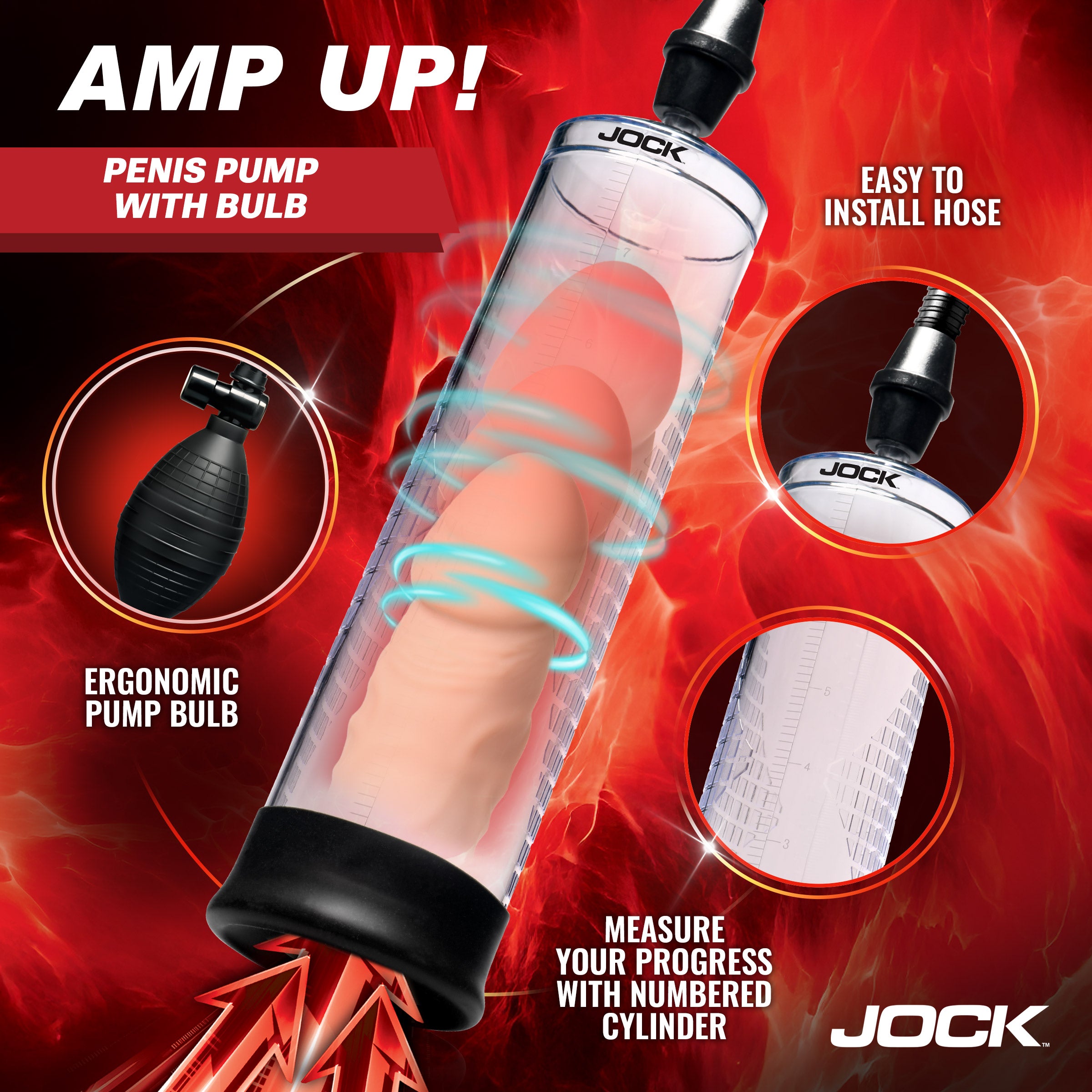 Jock Amp Up Penis Pump with Bulb Black