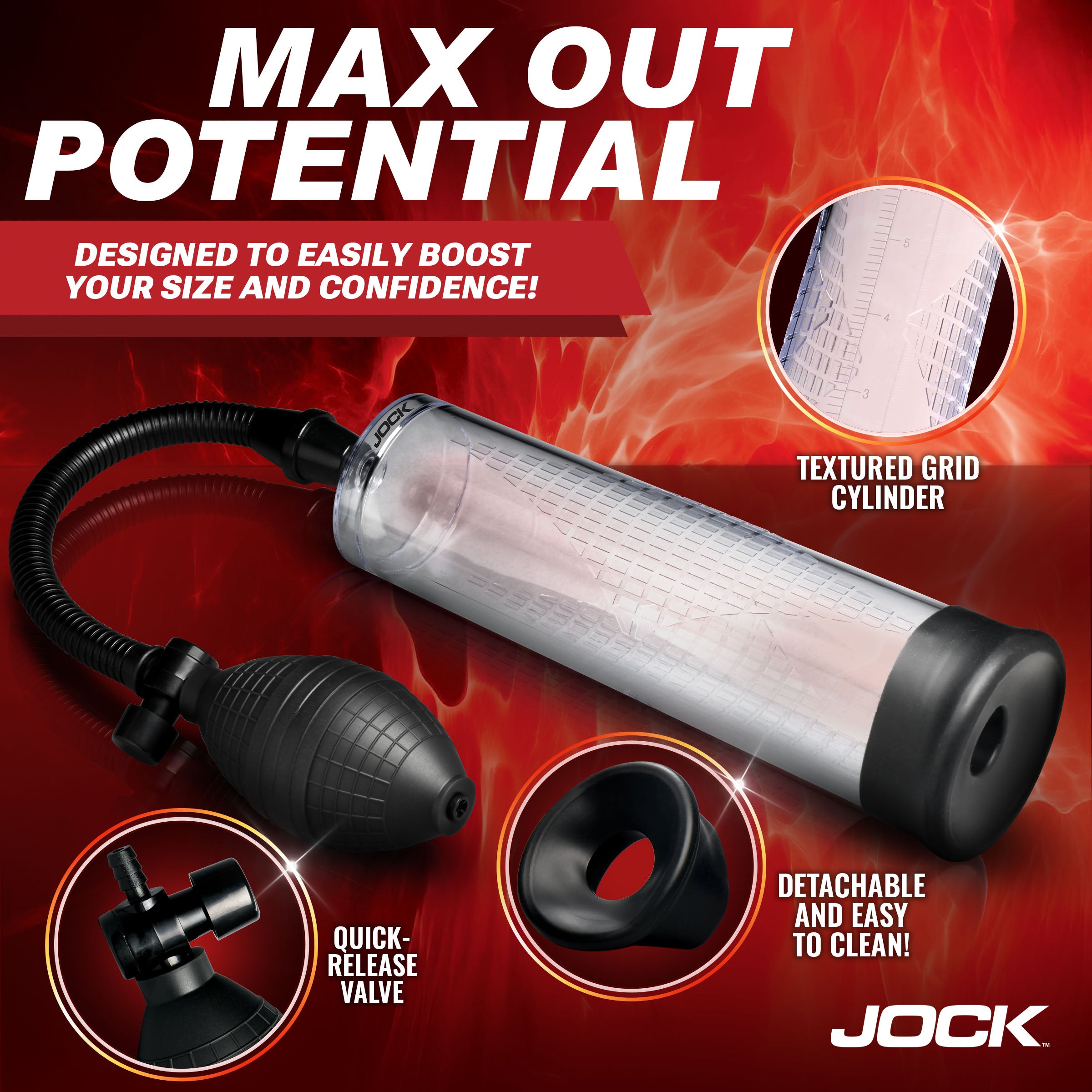 Jock Amp Up Penis Pump with Bulb Black